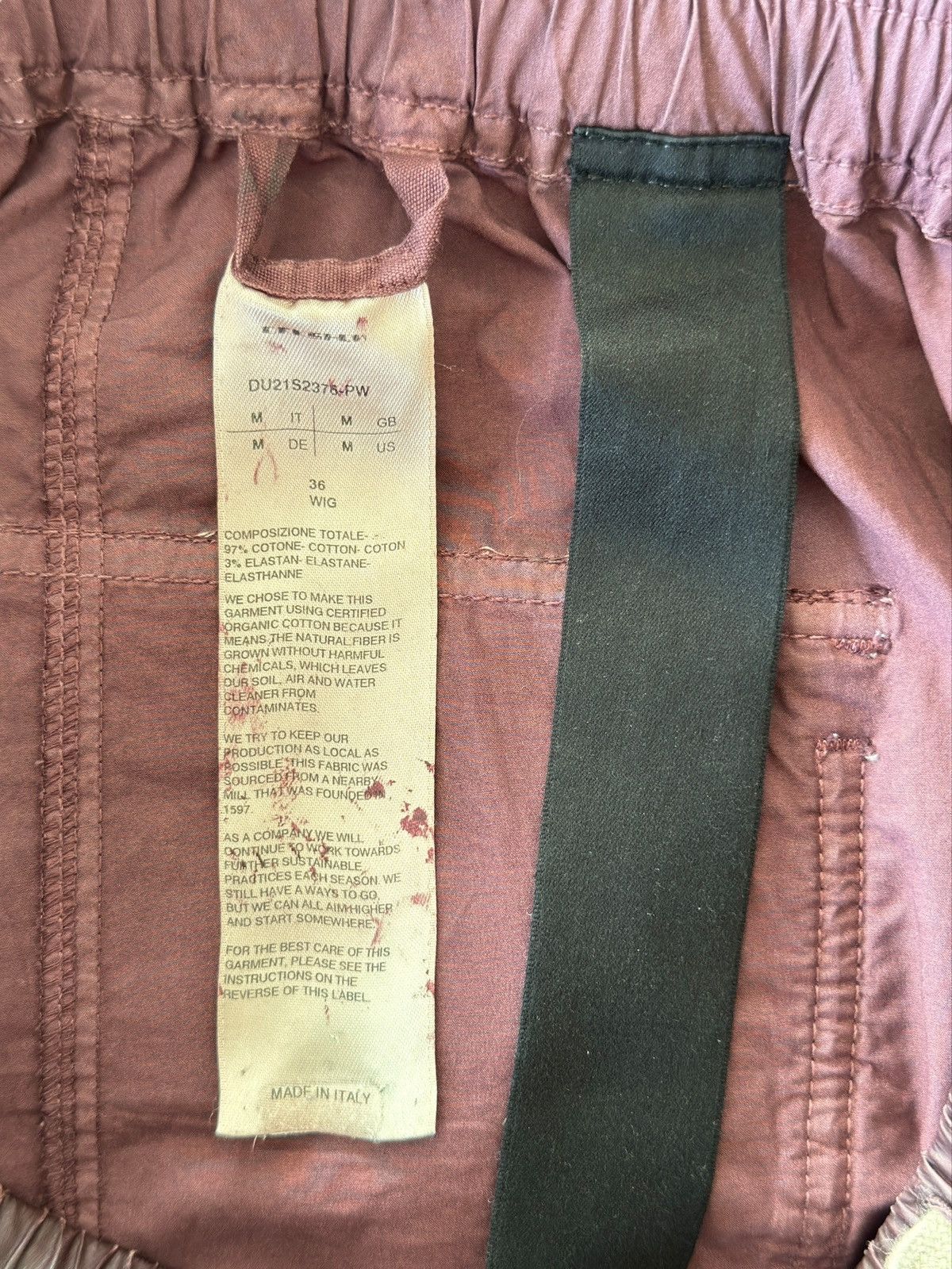 Rick Owens Drkshdw Rick Owens Dark Cherry Waxed DRKSHDW Creatch Cargo Pant FW21 Size US 34 / EU 50 - 8 Thumbnail
