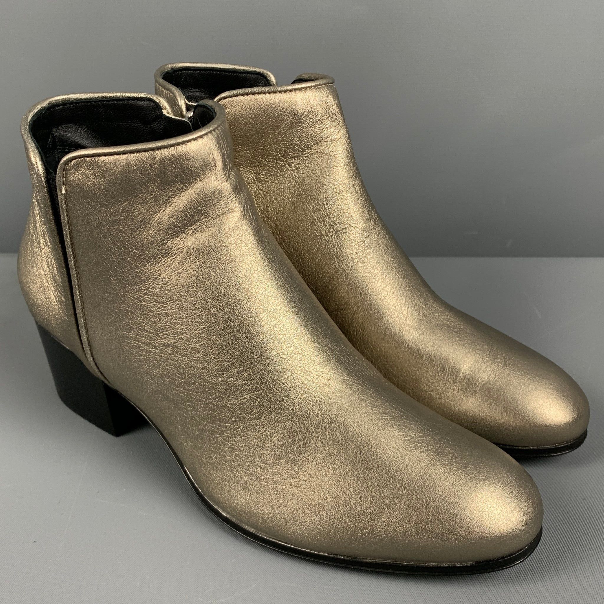 image of Giuseppe Zanotti Silver Leather Ankle Boots, Women's (Size 5)