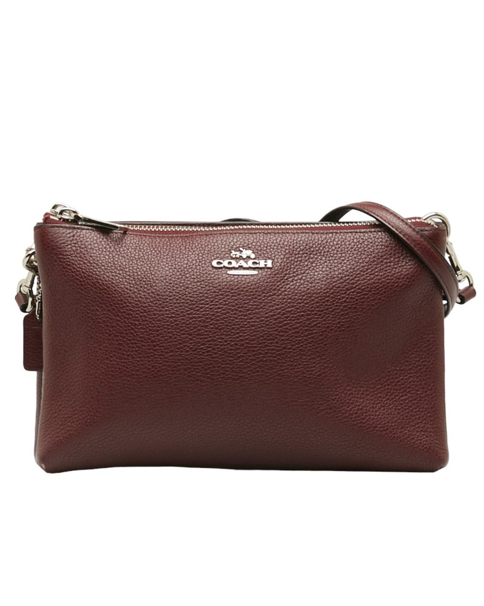 image of Coach Red Leather Double Zip Crossbody Bag In Ab Condition, Women's