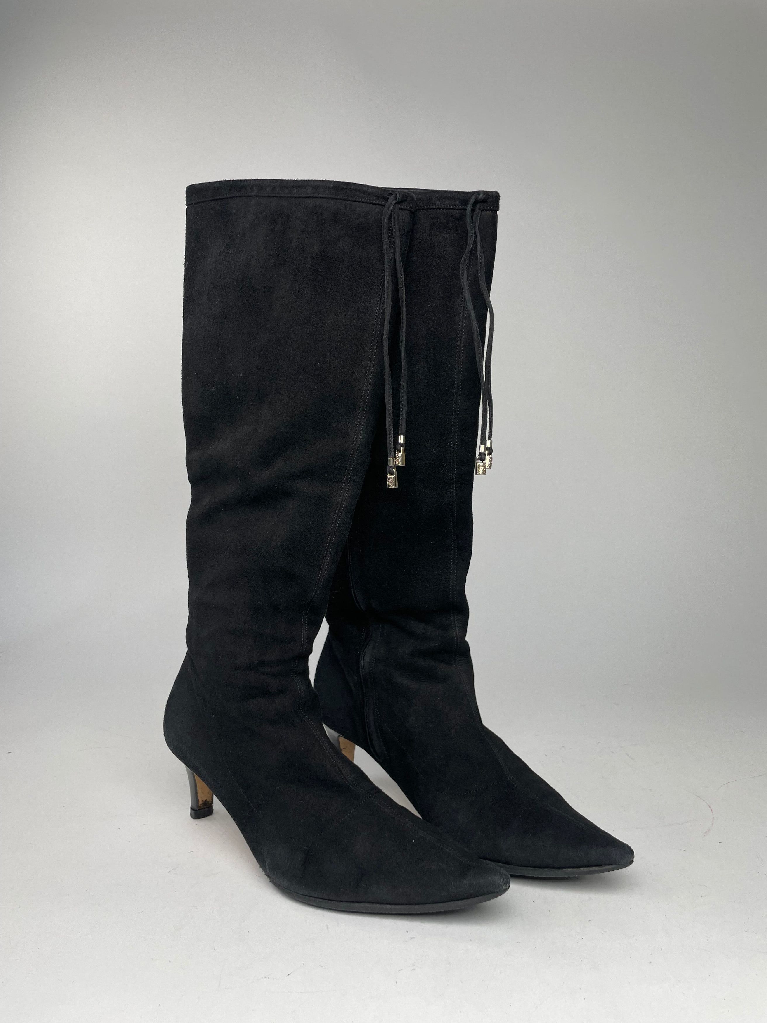 Gucci Vintage Suede Heeled Boots Black 37C Size US 6 / IT 36 - 1 Thumbnail