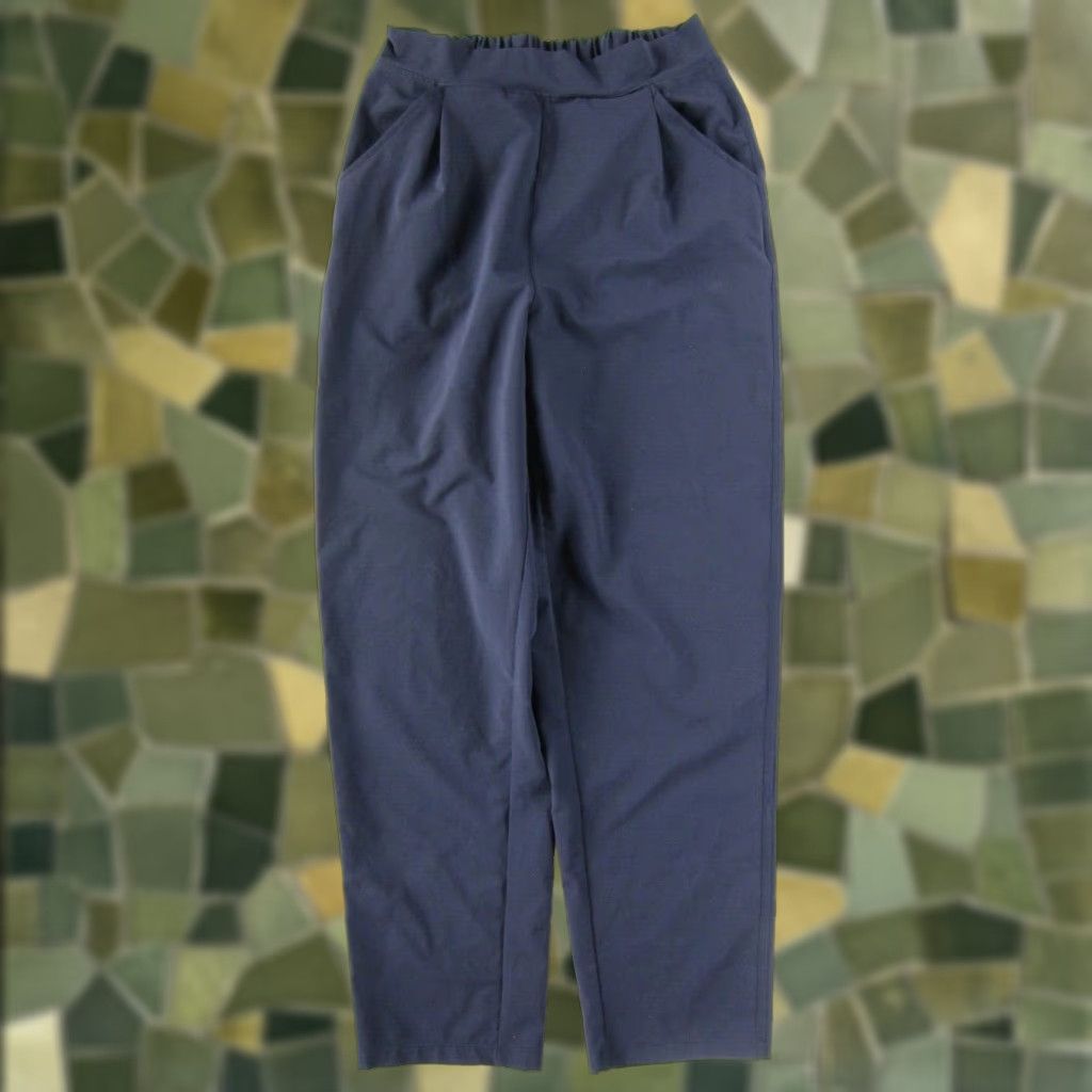 Vintage Oiselle Dark Blue Elastic Waist Pocket Stretch High Rise Trouser Chino Pant 04 Size 27" / US 4 / IT 40 - 1 Thumbnail
