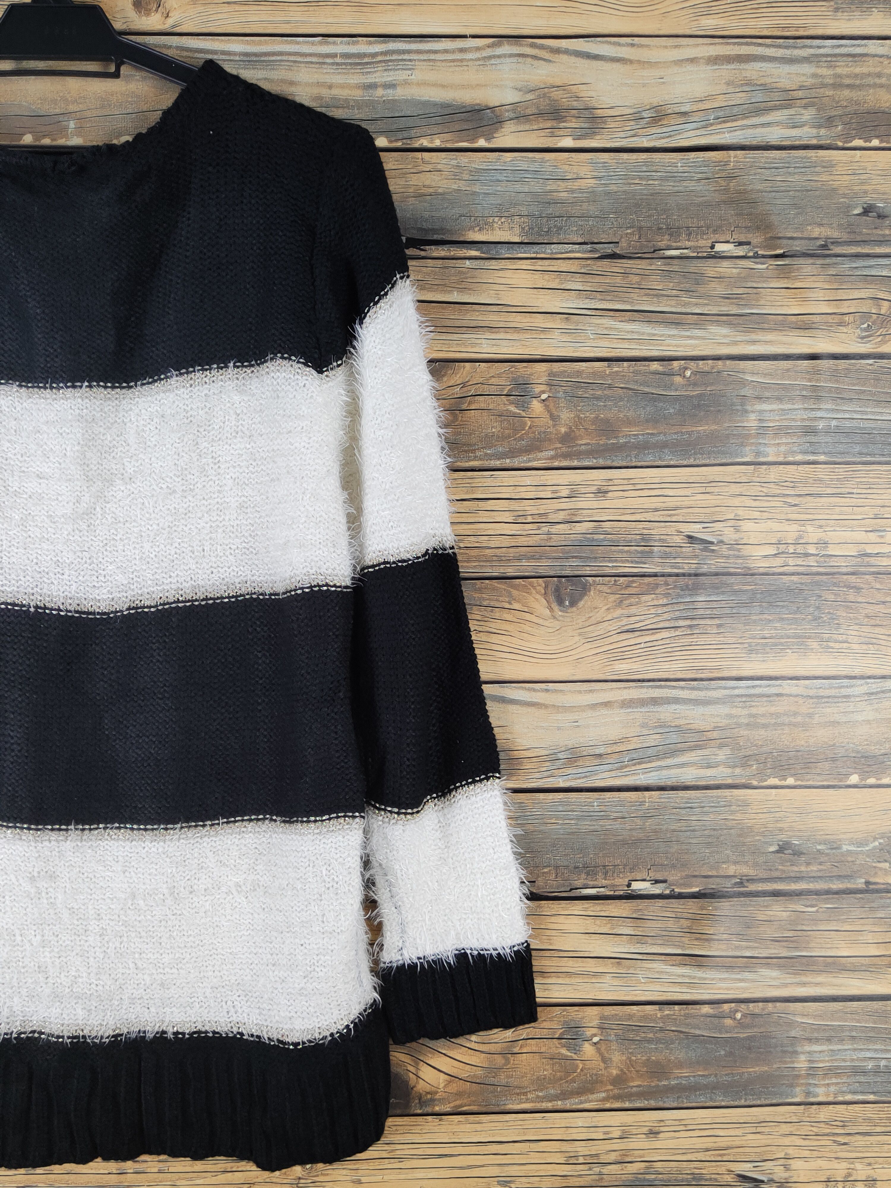 Japanese Brand × Vintage Oeillet Black White Stripe Fur Mohair Knitwear #W1533 Size M / US 6-8 / IT 42-44 - 10 Thumbnail