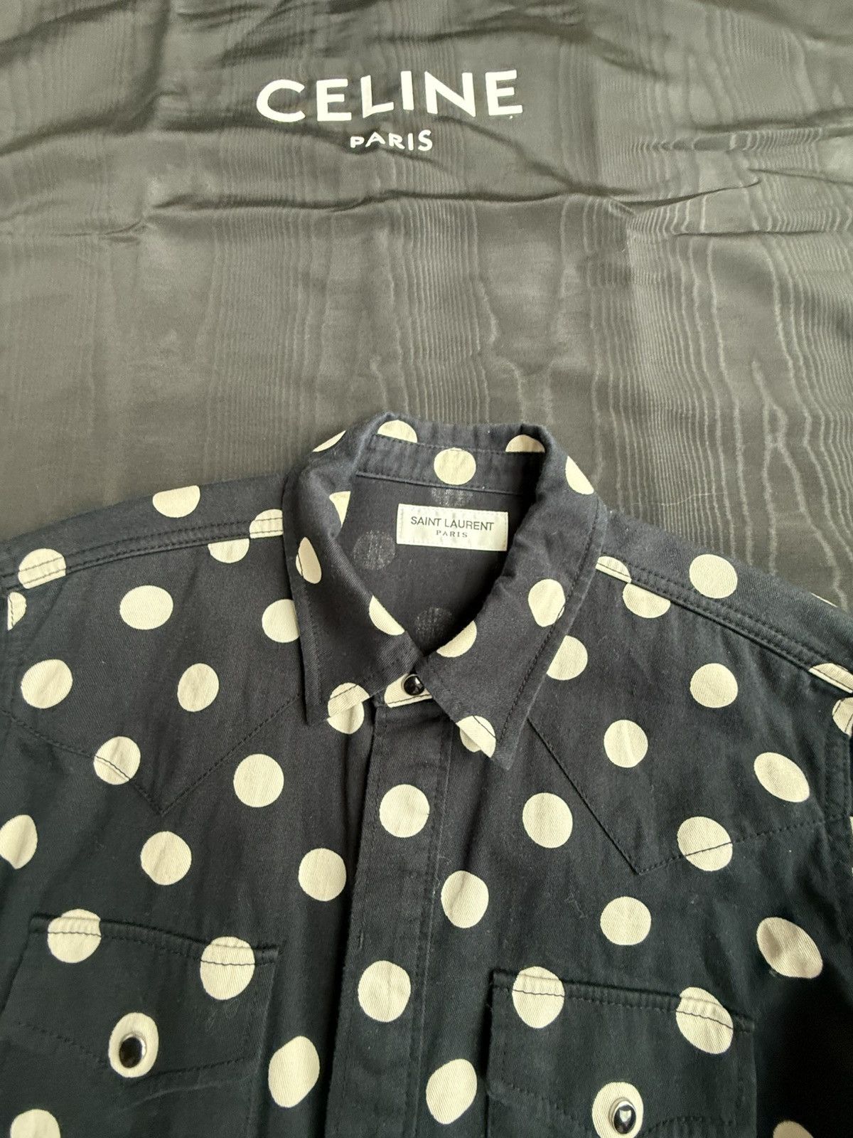 Saint Laurent Paris Saint Laurent black polka dot western denim shirt XL Grail Size US XL / EU 56 / 4 - 21 Thumbnail