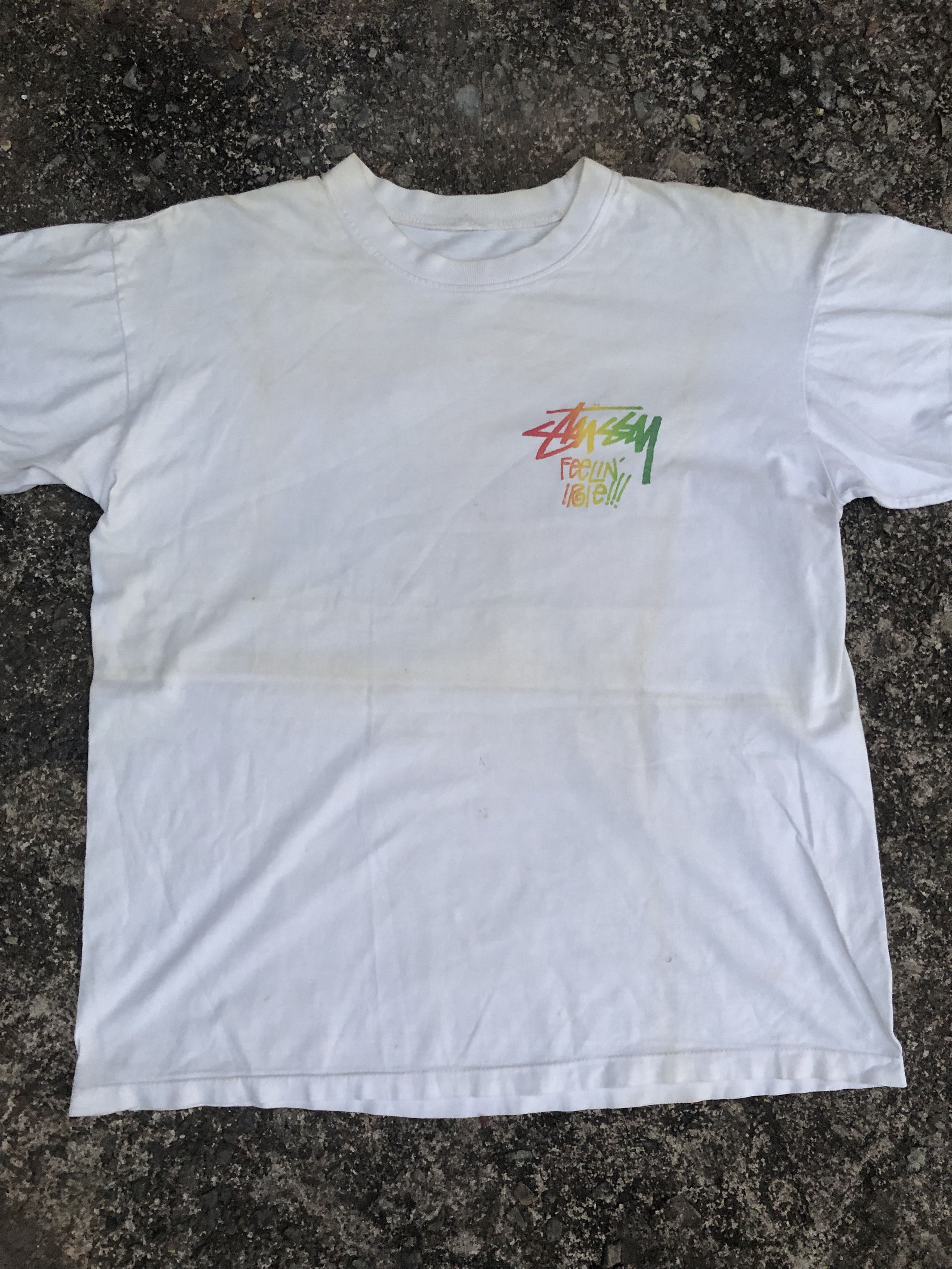 Vintage 🔥Vintage Original 90s STUSSY "Feelin' Irie" Rasta T-Shirt Size US XL / EU 56 / 4 - 3 Thumbnail