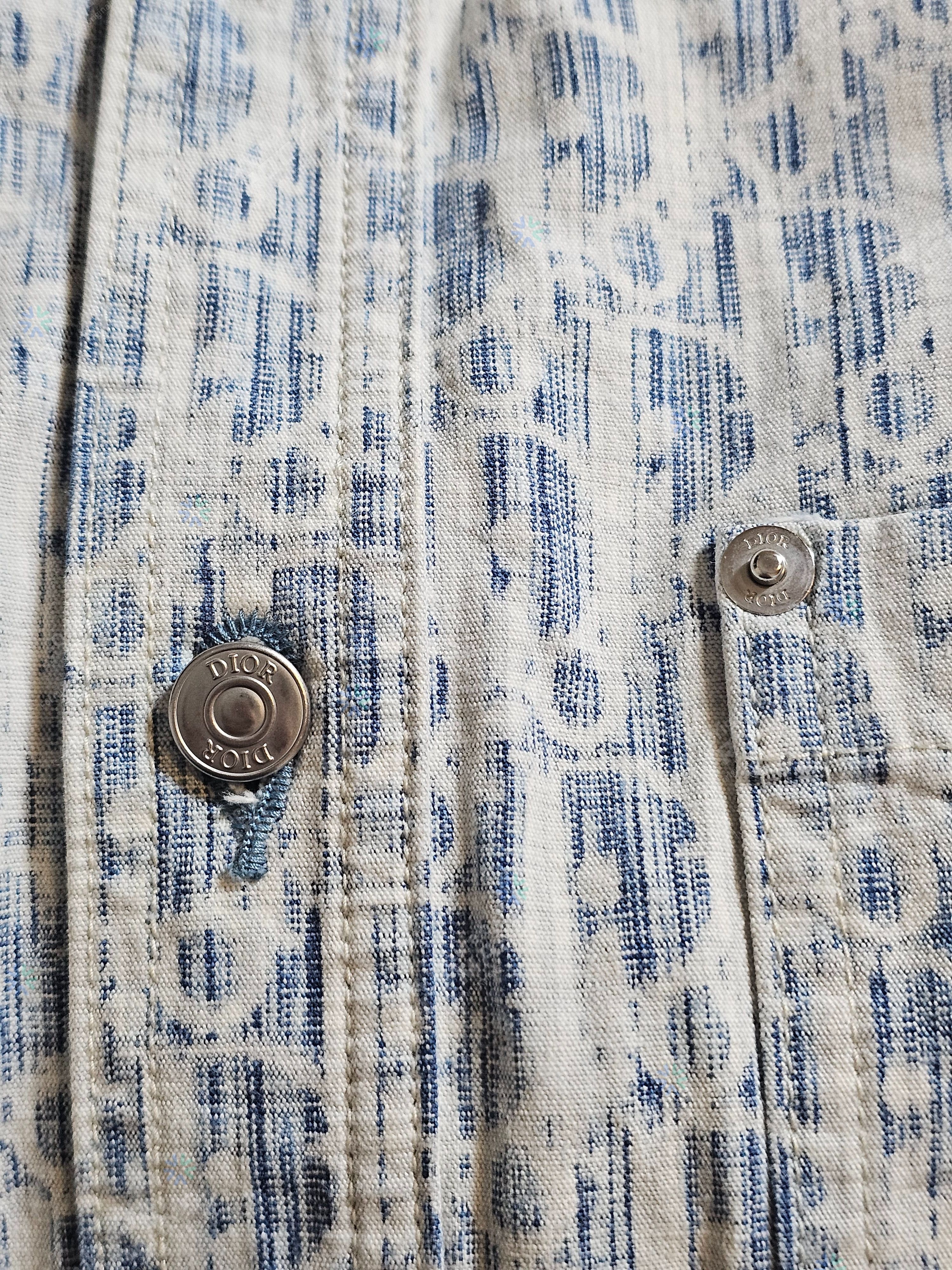 Dior Dior Outerwear Shirt Denim Oblique Kasuri Print Size 41 Size US L / EU 52-54 / 3 - 7 Thumbnail