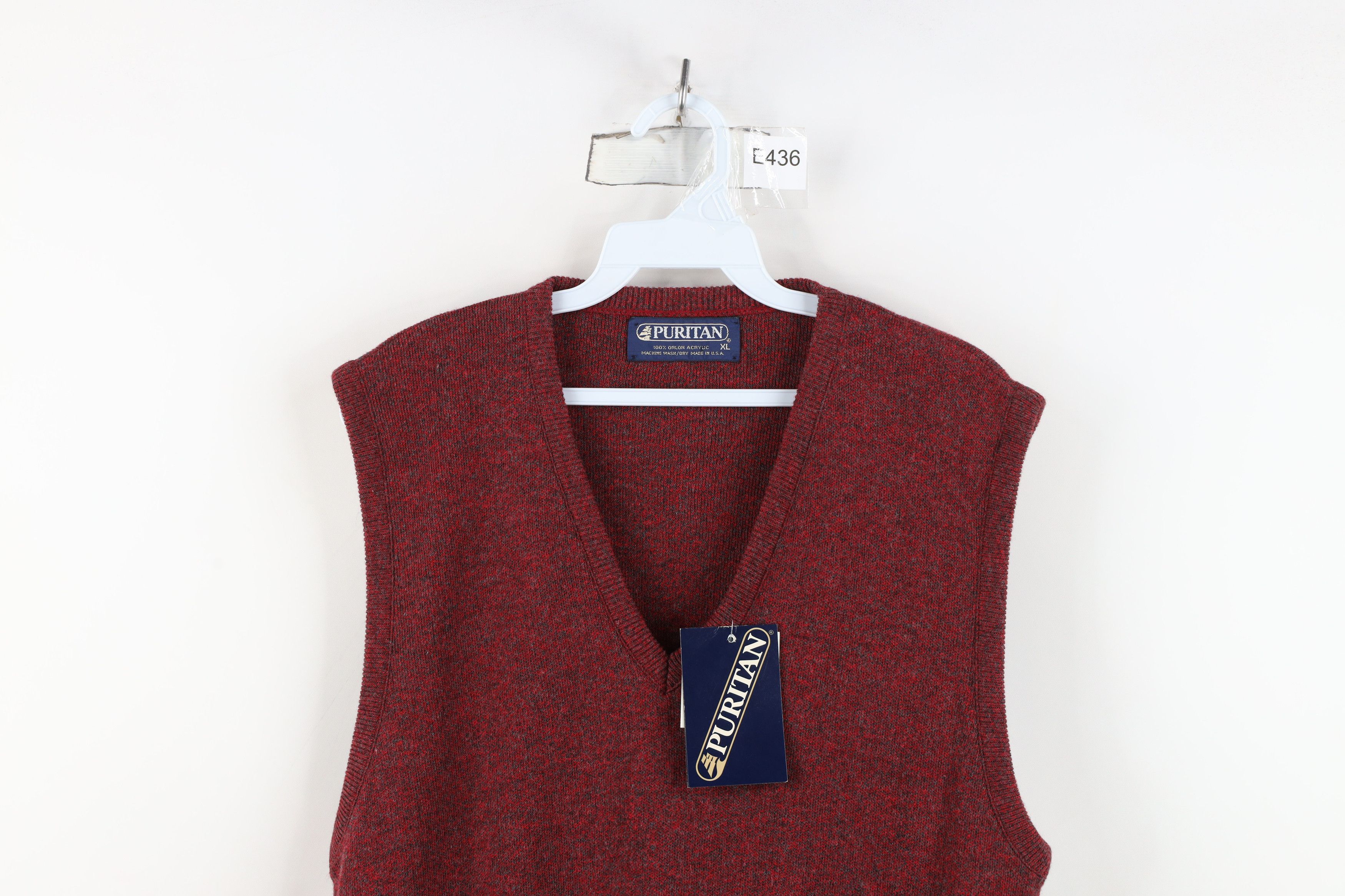 Vintage Deadstock Vintage 70s Streetwear V-Neck Sweater Vest Red USA Size US XL / EU 56 / 4 - 2 Thumbnail