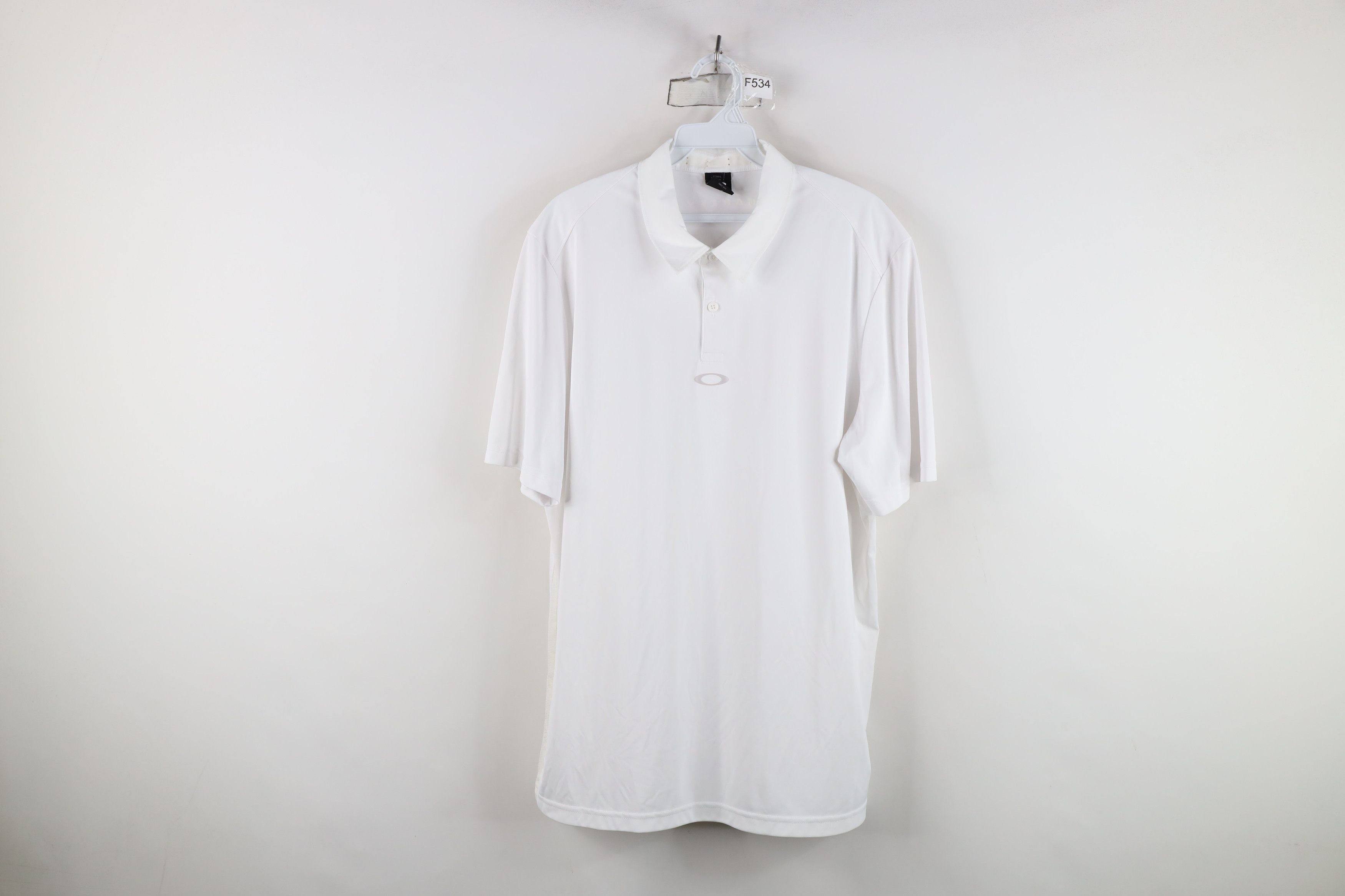 Oakley Vintage Oakley Center O Logo Collared Golf Polo Shirt White Size US L / EU 52-54 / 3 - 1 Thumbnail