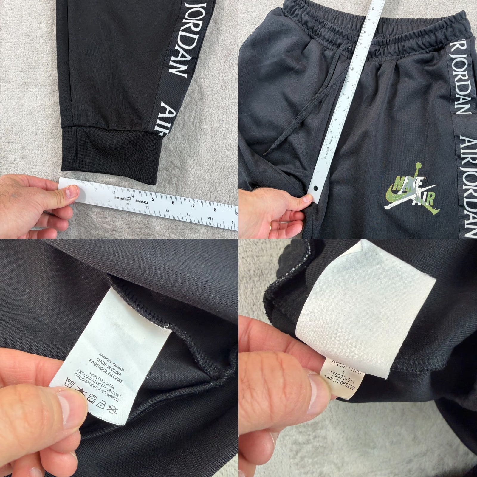 Jordan Brand Nike Jordan Jumpman Logo Classics Tricot Warm-Up Jacket & Jogger Pants Set Men Large Black Size US 33 - 10 Thumbnail