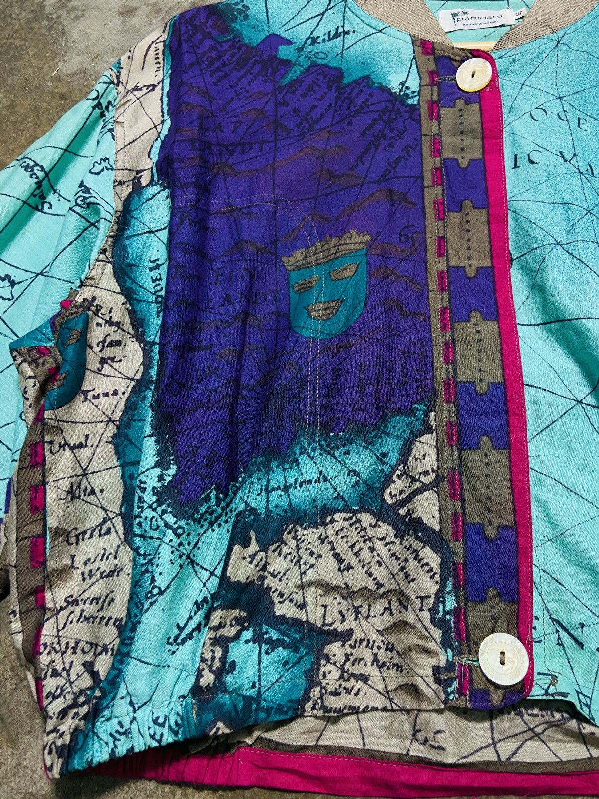 FunSet of Art 80s Paninaro Map Print Cropped Bomber Jacket-Martin Epsilon Size L / US 10 / IT 46 - 6 Thumbnail