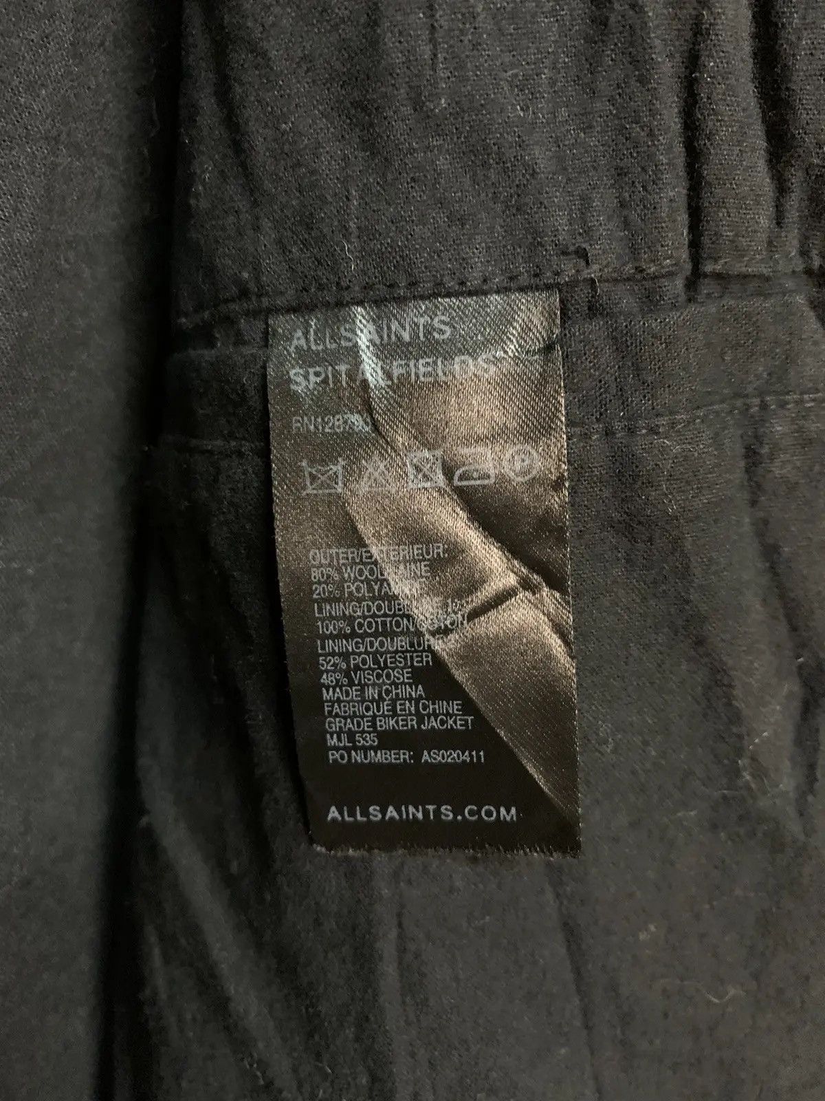 Allsaints AllSaints Spitalfields Wool Biker Jacket – Men’s Black Moto Size US XL / EU 56 / 4 - 11 Thumbnail