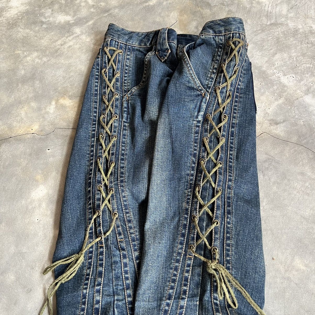 Tornado Mart Y2K Browd Win Tornado Mart Style Lace Flare Jeans Size 27" / US 4 / IT 40 - 5 Thumbnail