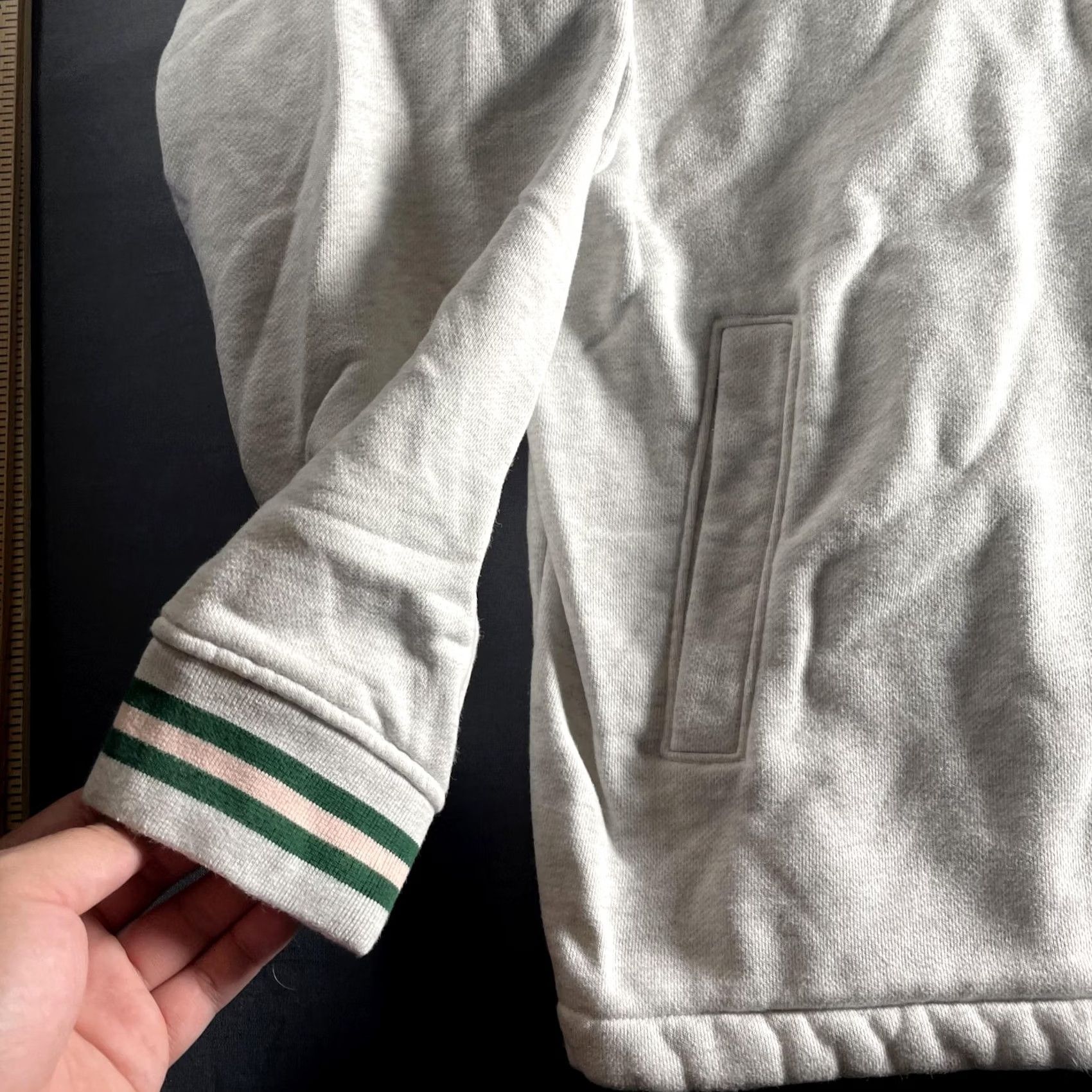 Champion Champion Pullover 2XL Gray Green V-Neck Pockets Striped Cuffs Reverse Weave Mens Size US XXL / EU 58 / 5 - 5 Thumbnail