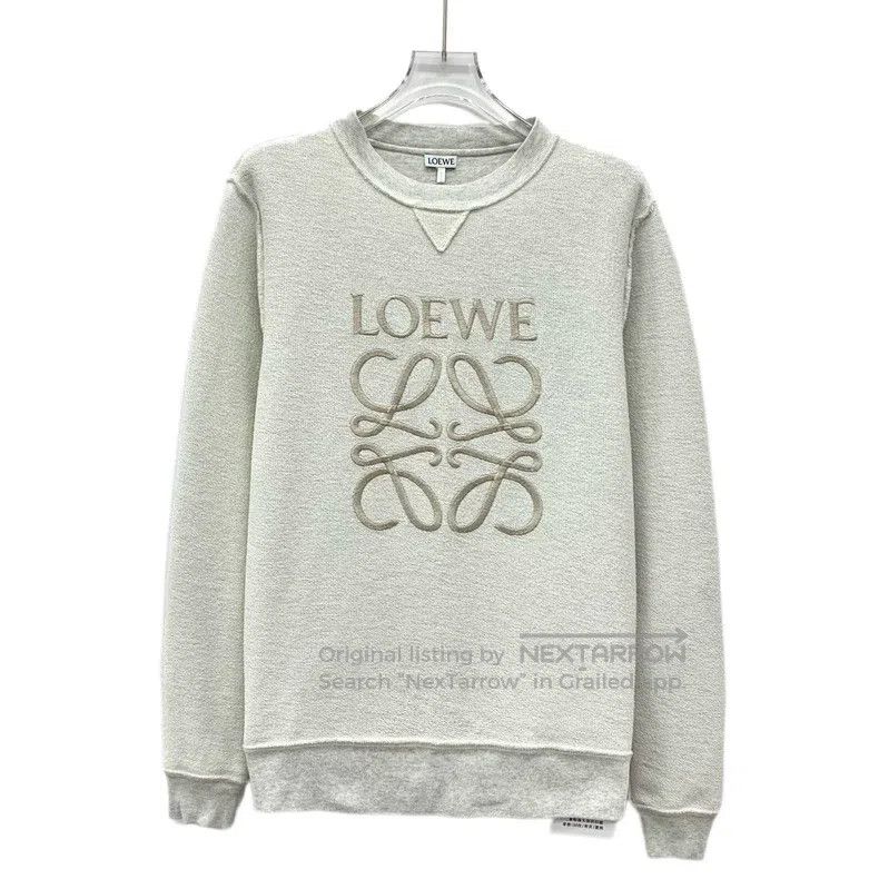 Loewe Loewe Gray logo embroidered cotton round neck long-sleeved Size S / US 4 / IT 40 - 1 Thumbnail
