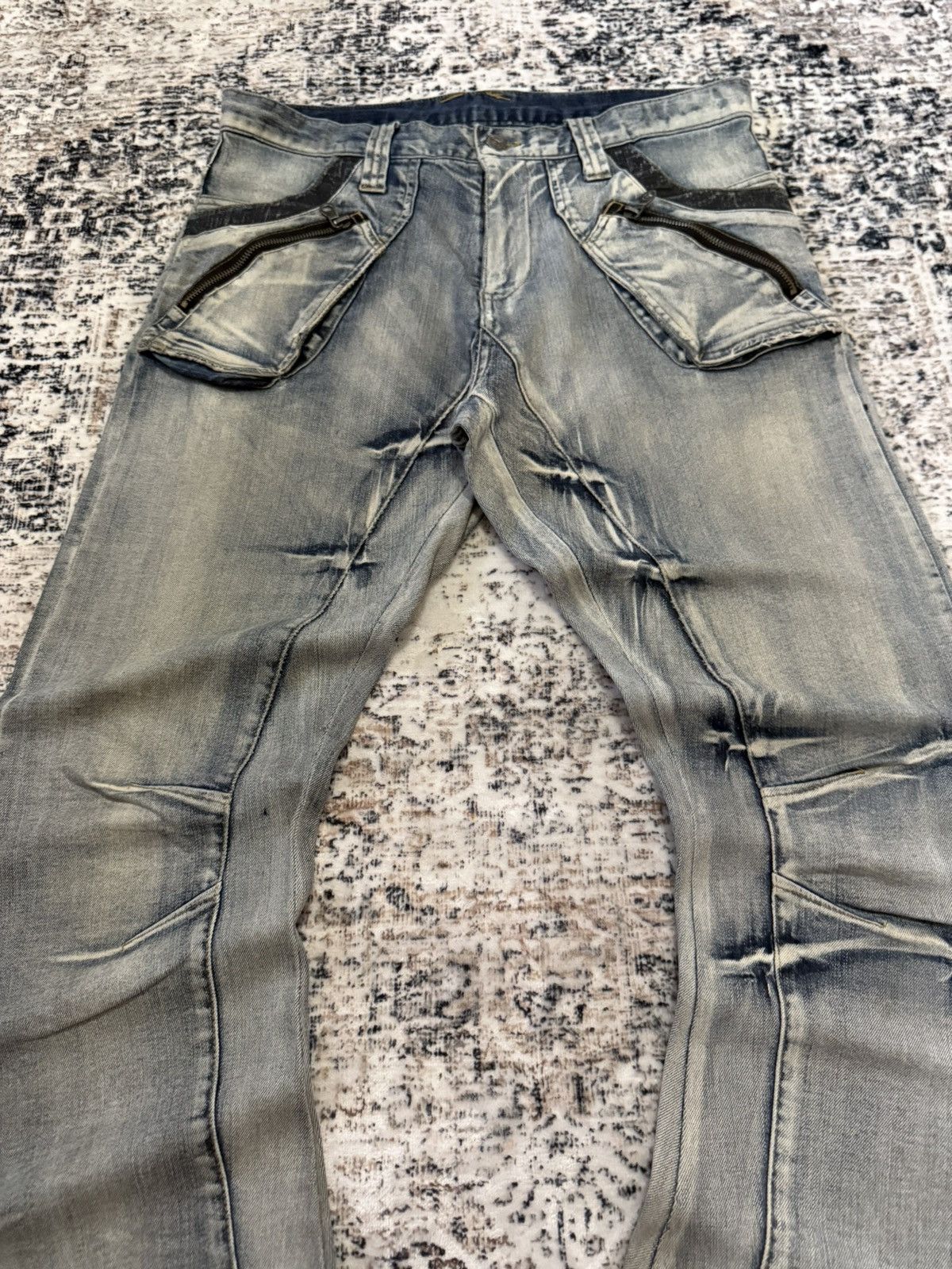 If Six Was Nine 2000s PPFM Japan Panneled Curved Leg Stacked Jeans Size US 33 - 3 Thumbnail