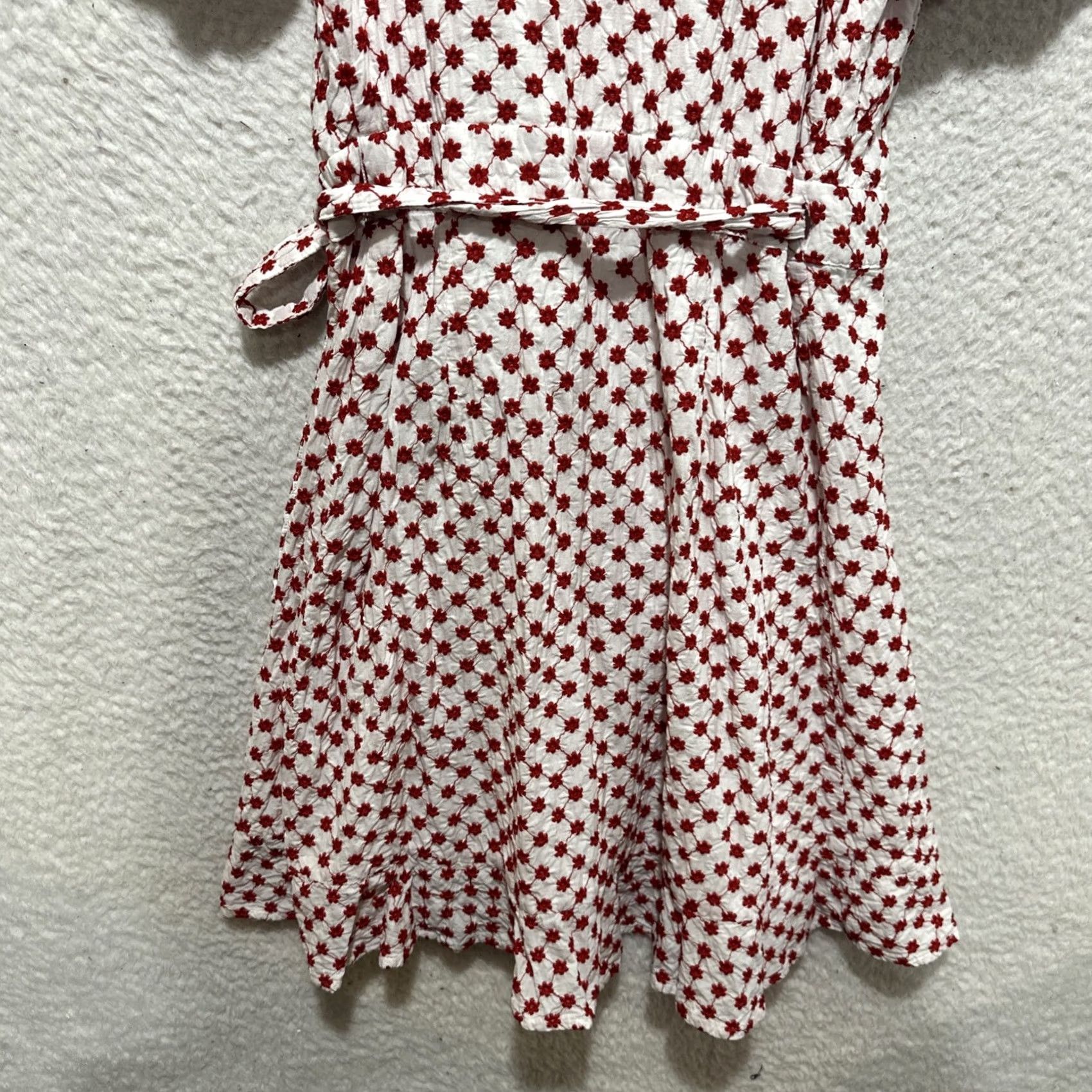 Vintage Draper James Wrap Dress Women’s L Red Floral Embroidery Puff Sleeve Cottagecore Size L / US 10 / IT 46 - 7 Thumbnail