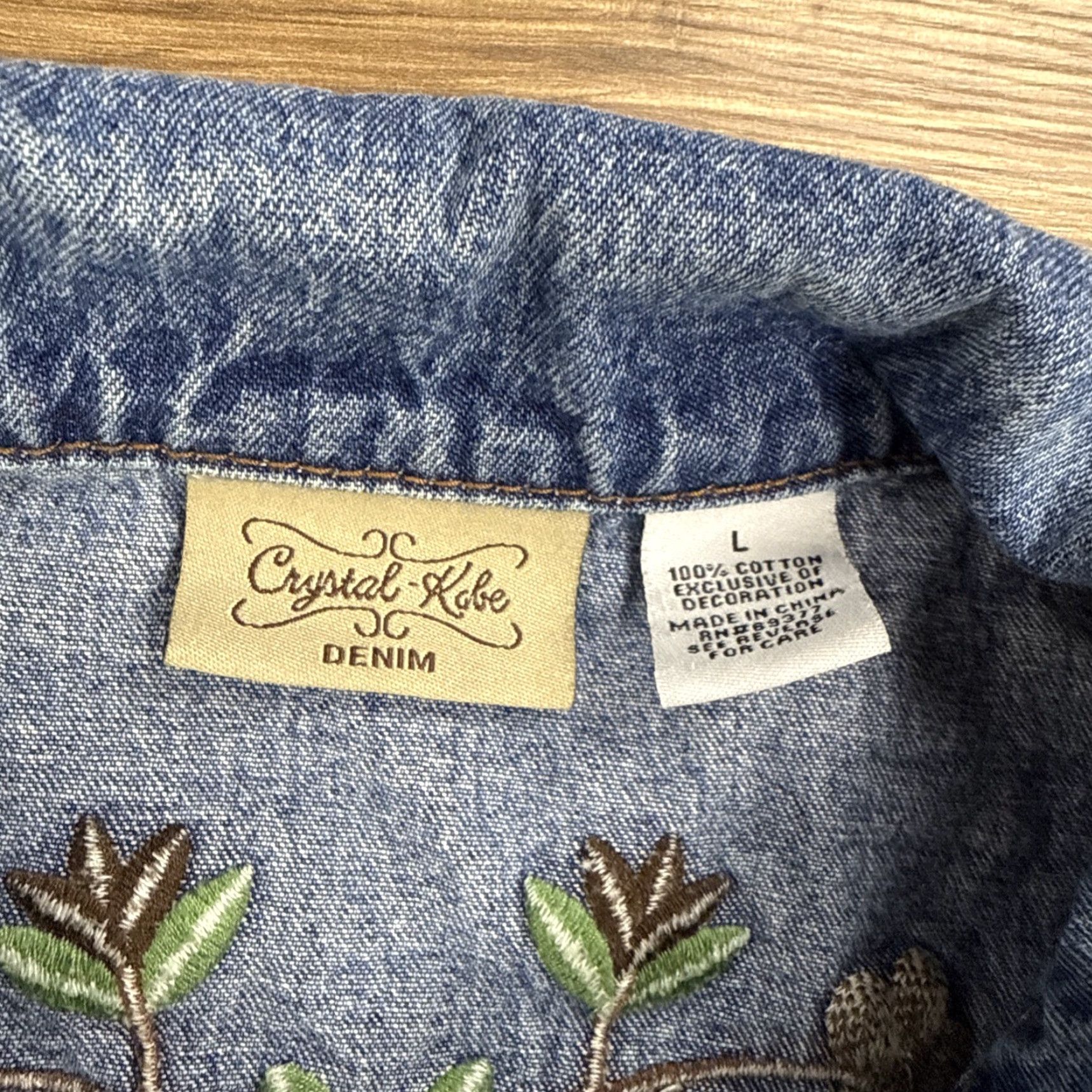 Denime Crystal Kobe Jacket Denim Embroidered Womens Blue Large L Cracker Barrel Fall Size 36" / US 14 / IT 50 - 2 Thumbnail