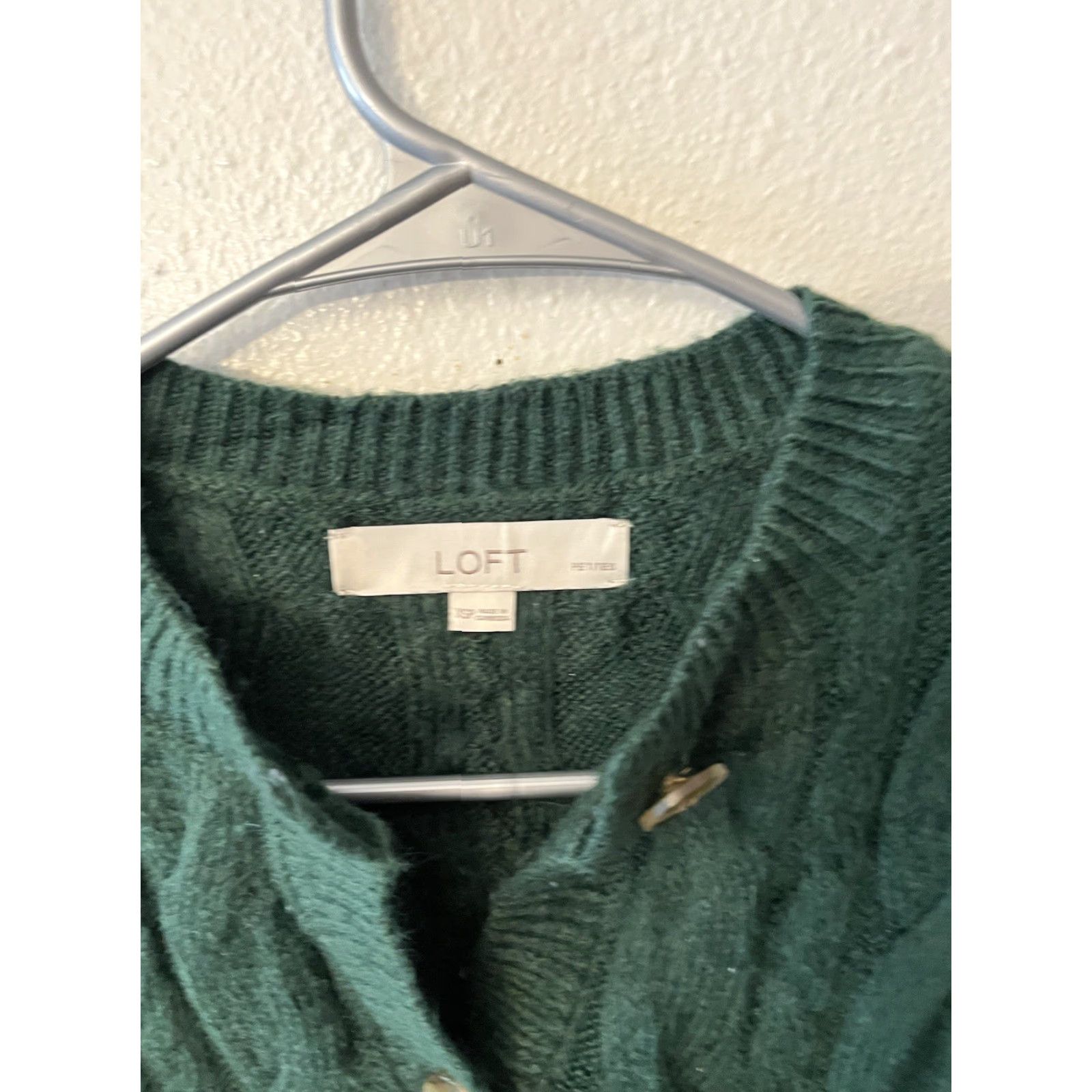 Loft LOFT Cardigan Sweater Green Cable Knit Button Front Size XSP Women’s Size XS / US 0-2 / IT 36-38 - 2 Thumbnail