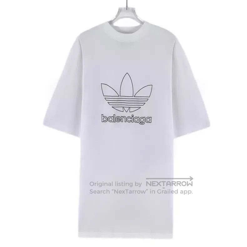 Balenciaga Balenciaga White Logo Printed Cotton Round Neck Short Slee Size US XL / EU 56 / 4 - 1 Thumbnail