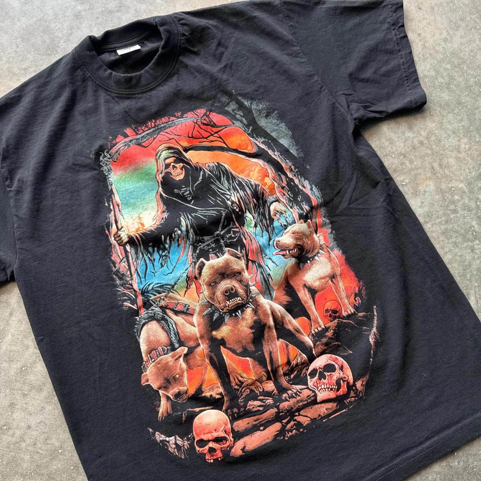 Other Grim Reaper With Dogs Graphic T-Shirt Size US XL / EU 56 / 4 - 3 Thumbnail