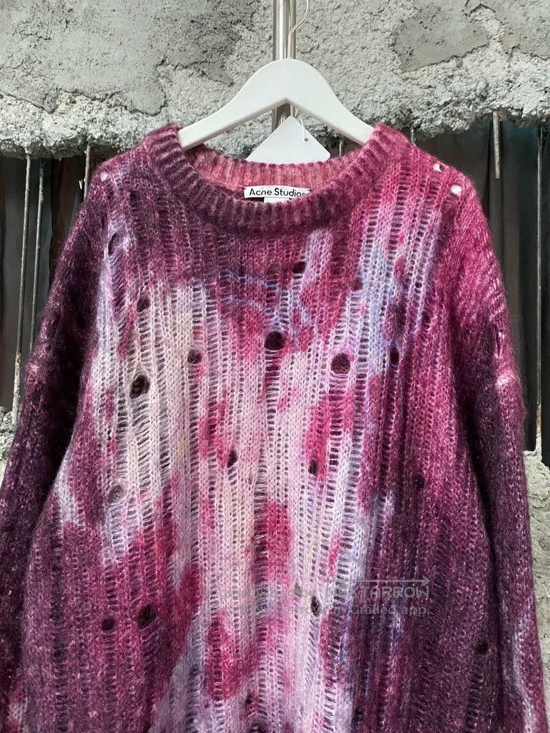 Acne Studios Acne Studios Purple Tie-Dye Destroyed Sweater Size US M / EU 48-50 / 2 - 3 Thumbnail