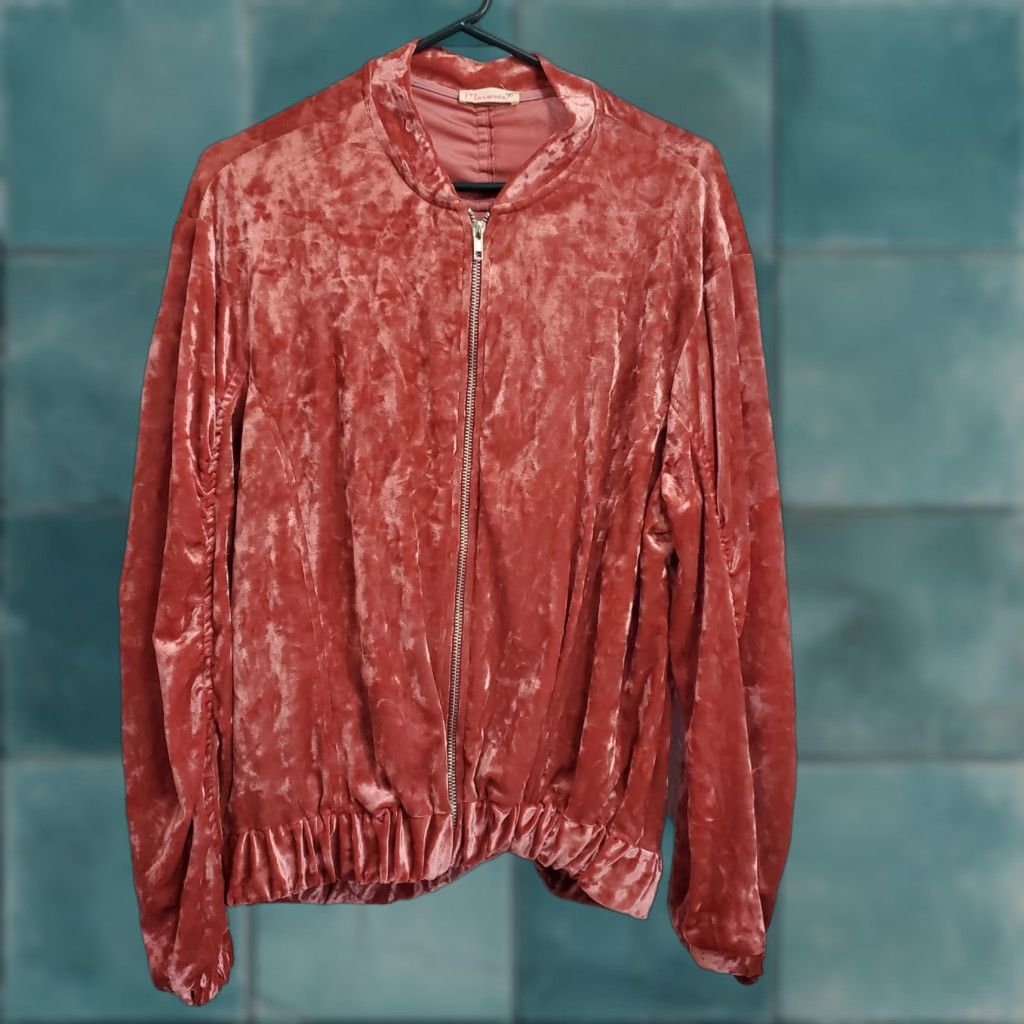 Velvet MaroNie Velvet Bomber Jacket Womens M Mauve Full Zip Ruched Back Elastic Waist & Cuffs Size M / US 6-8 / IT 42-44 - 1 Thumbnail