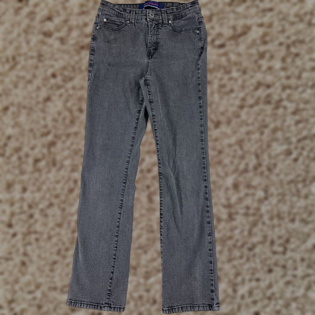Gloria Vanderbilt Gloria Vanderbilt Jeans Women's 8 Black Denim Straight Leg Mid Rise 26x30 5-Pocket Logo Embroidered Button Comfort Stretch Vintage No Mens Womens Size 30" / US 8 / IT 44 - 1 Thumbnail