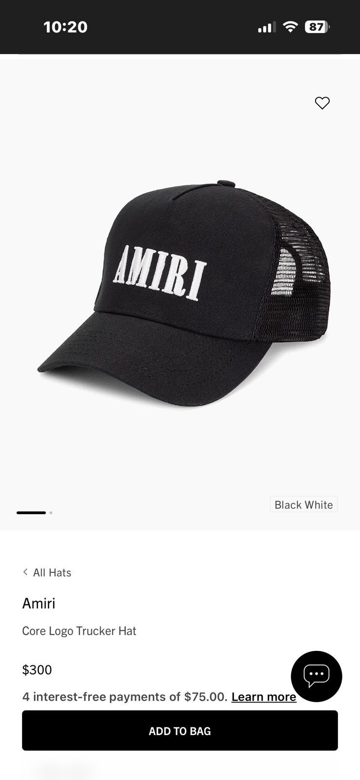 Amiri AMIRI Black Core Logo Trucker Hat Size ONE SIZE - 10 Thumbnail