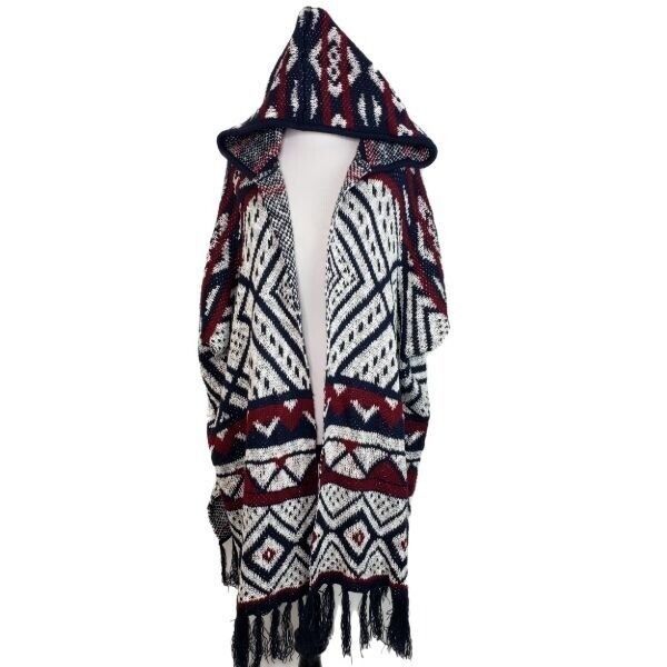 Anthropologie Elodie Oversize Open Cardigan Womens Small Fringe Hooded Size S / US 4 / IT 40 - 3 Thumbnail