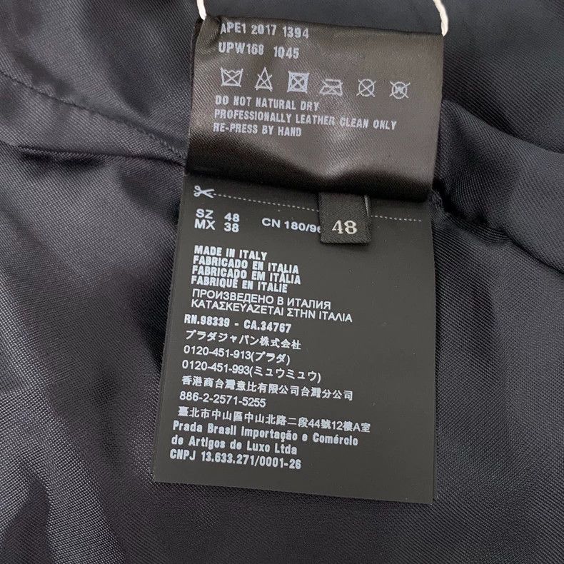 Prada Prada Black Logo Printed Zipper Leather Jacket 2501-Nextarr Size US M / EU 48-50 / 2 - 7 Thumbnail