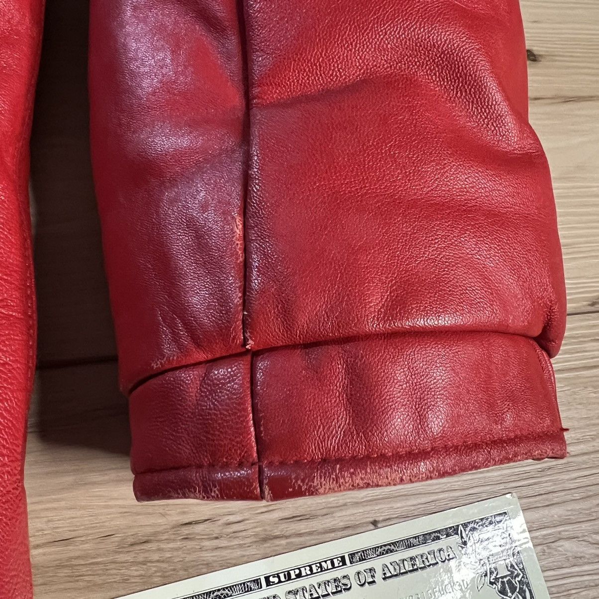 Supreme Supreme FW05 Leather Down Puffer Jacket Red Fur Trim Vintage Size US M / EU 48-50 / 2 - 20 Thumbnail