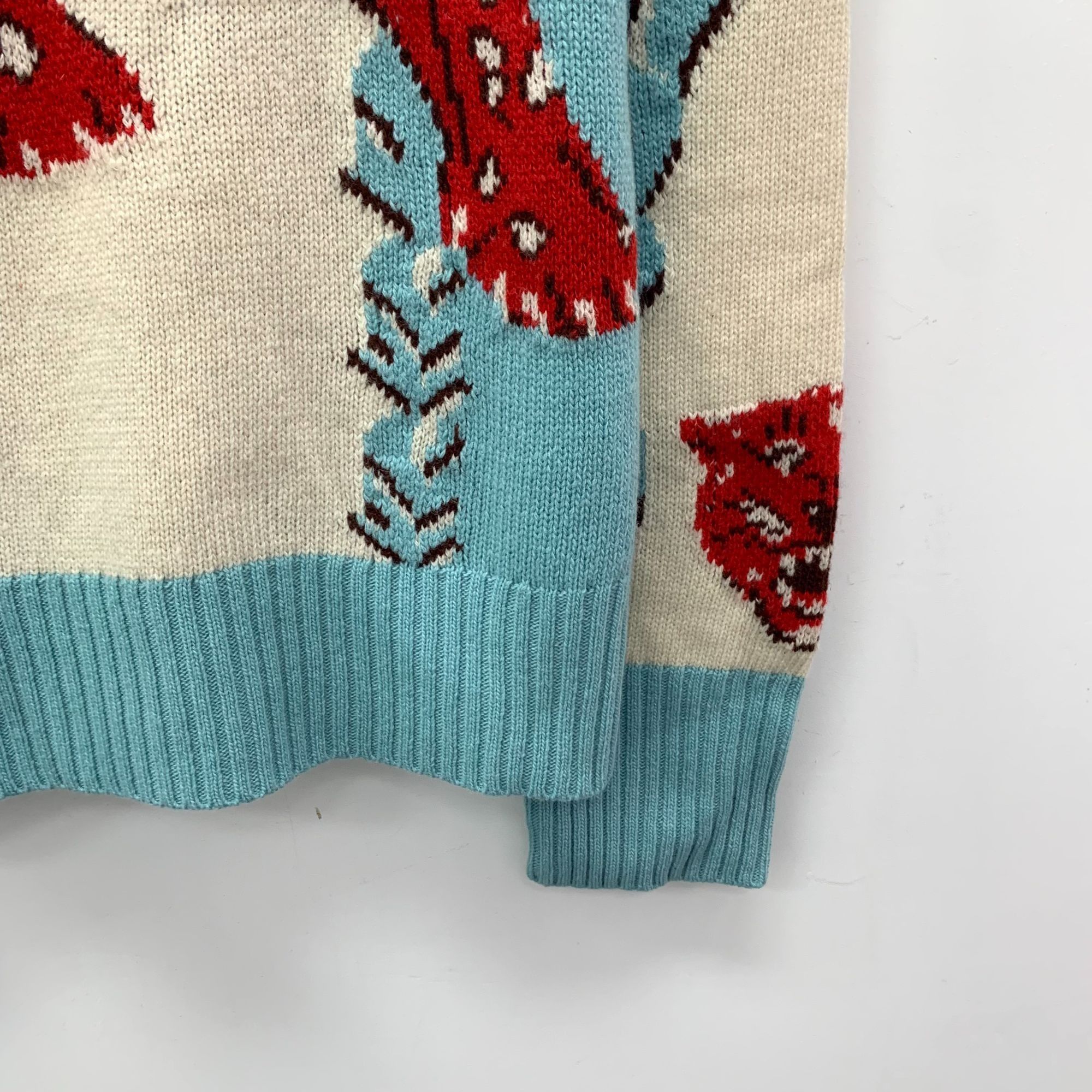 Gucci GUCCI Red Tiger Wool Knit Sweater Size S Turquoise Cream Lux Size S / US 4 / IT 40 - 6 Thumbnail