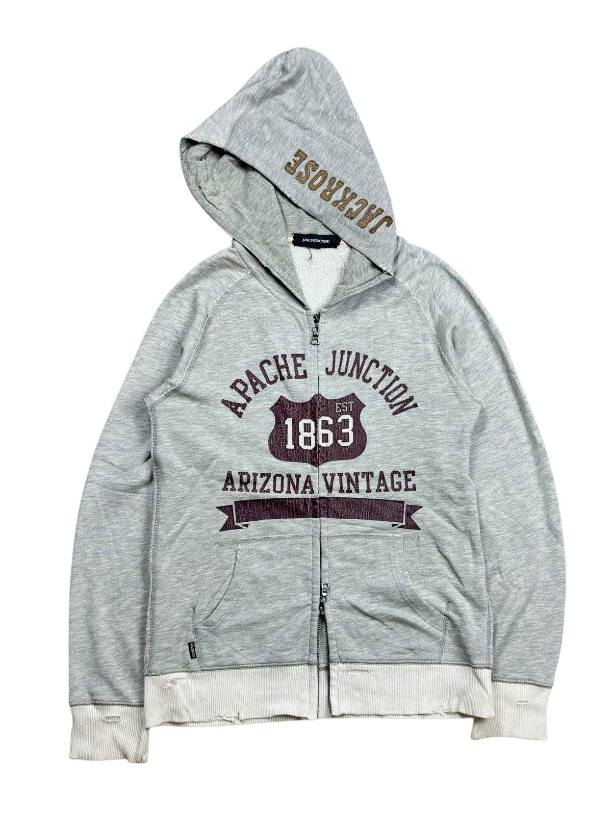 JACKROSE 2000s Jackrose - Abrecombie Style Distressed Zip Hoodie Size US M / EU 48-50 / 2 - 1 Thumbnail