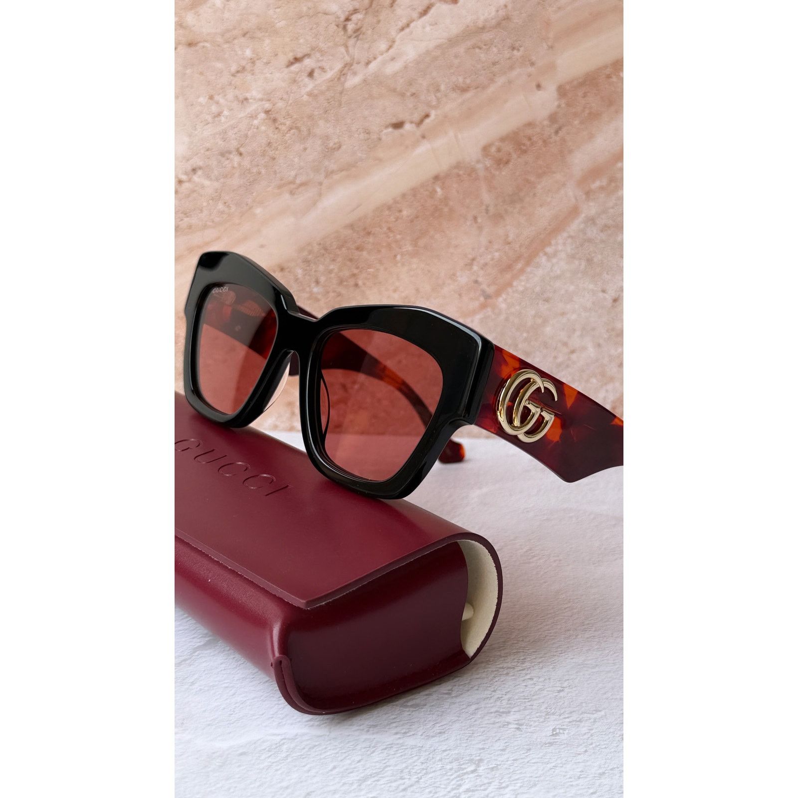 Gucci NEW Gucci GG1422S Black Red Marmont Cat Eye Sunglasses Size ONE SIZE - 3 Thumbnail