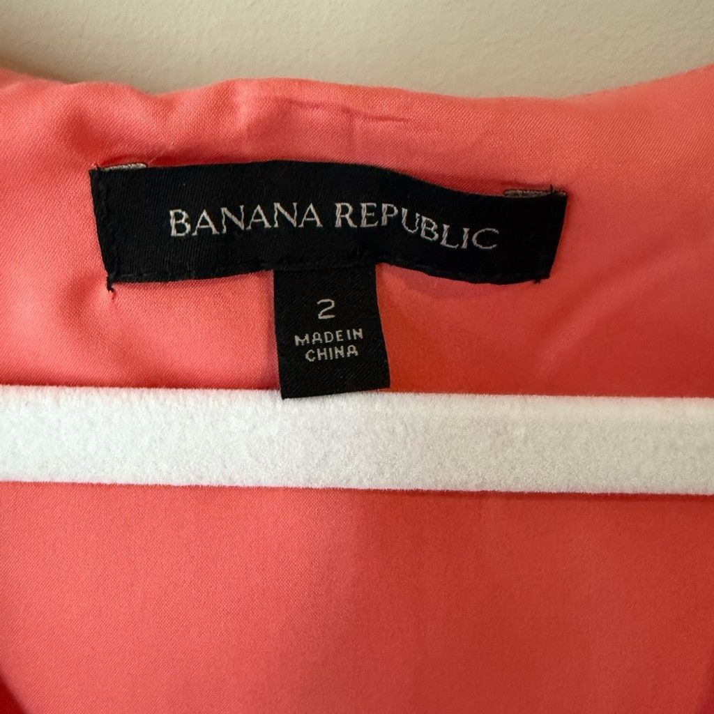 Banana Republic Banana Republic Orange Pink Dress V-Neck Sleeveless Size XS / US 0-2 / IT 36-38 - 3 Thumbnail