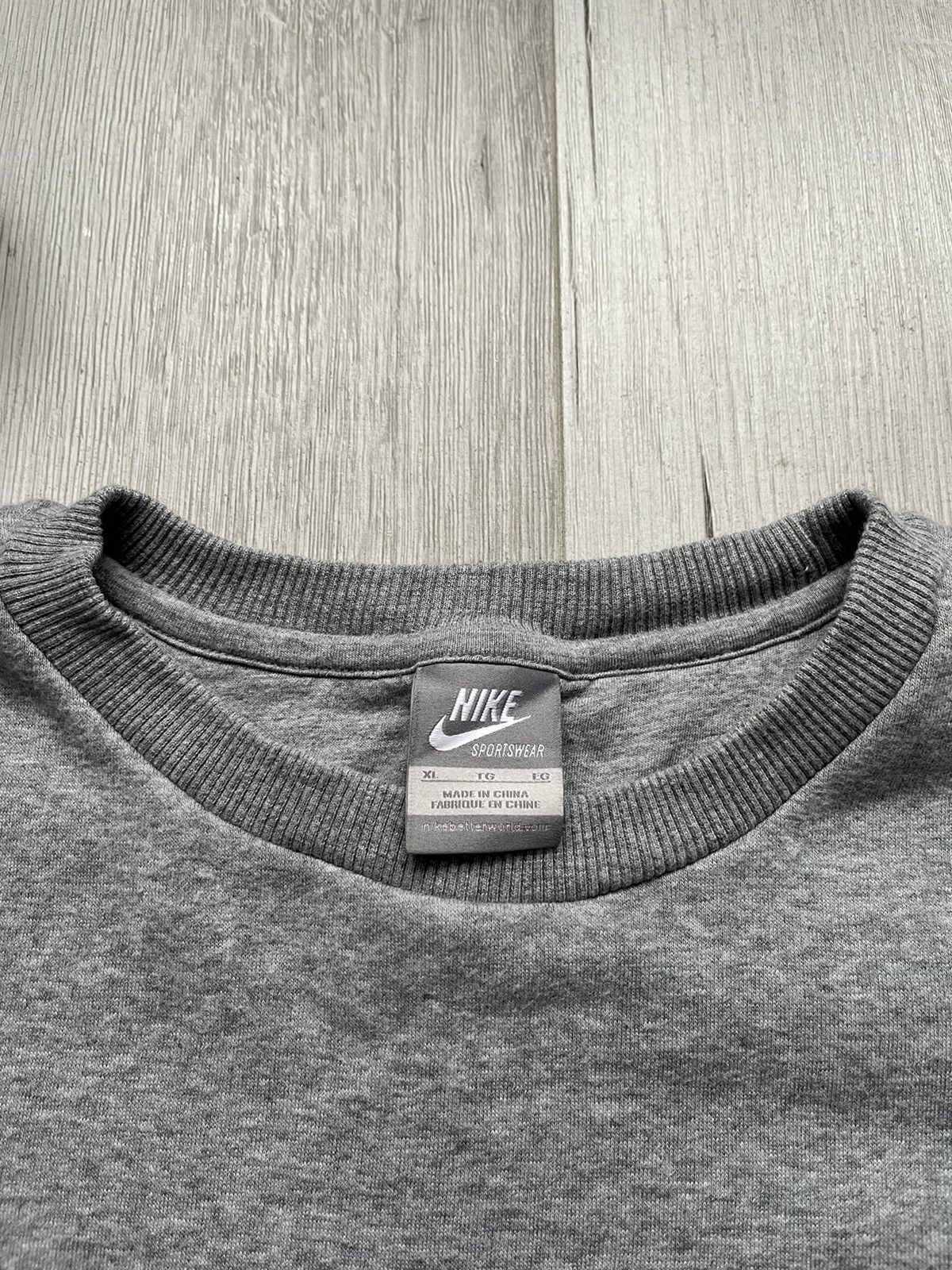 Nike × Vintage Vintage 90s Nike Big Swoosh Logo Grey Sweatshirt Y2K Size US XL / EU 56 / 4 - 6 Thumbnail