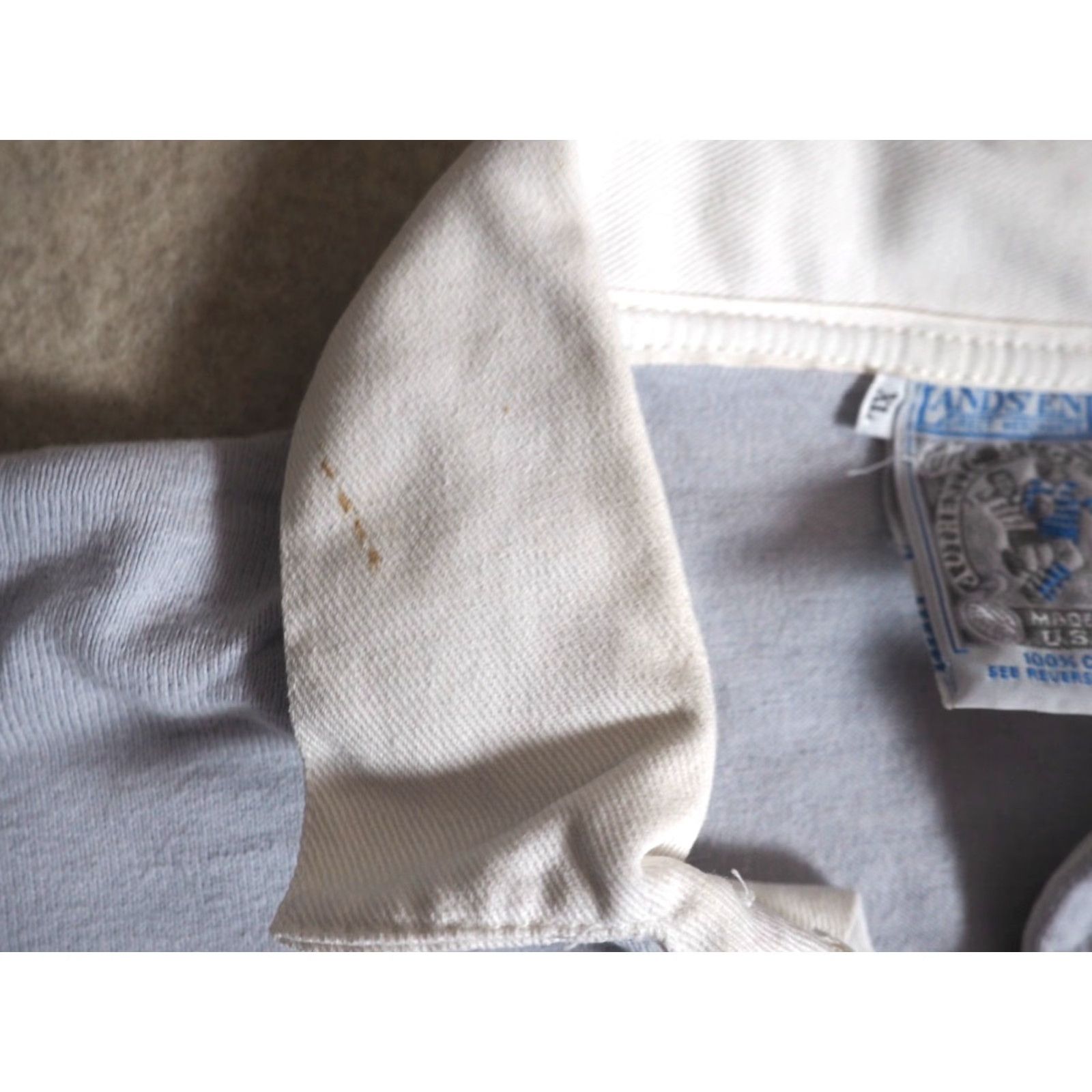 Lands' End VTG Lands' End Rugby Polo Shirt L/S Gray White Stripe USA 80s 90s Cotton XL Men Size US XL / EU 56 / 4 - 5 Thumbnail