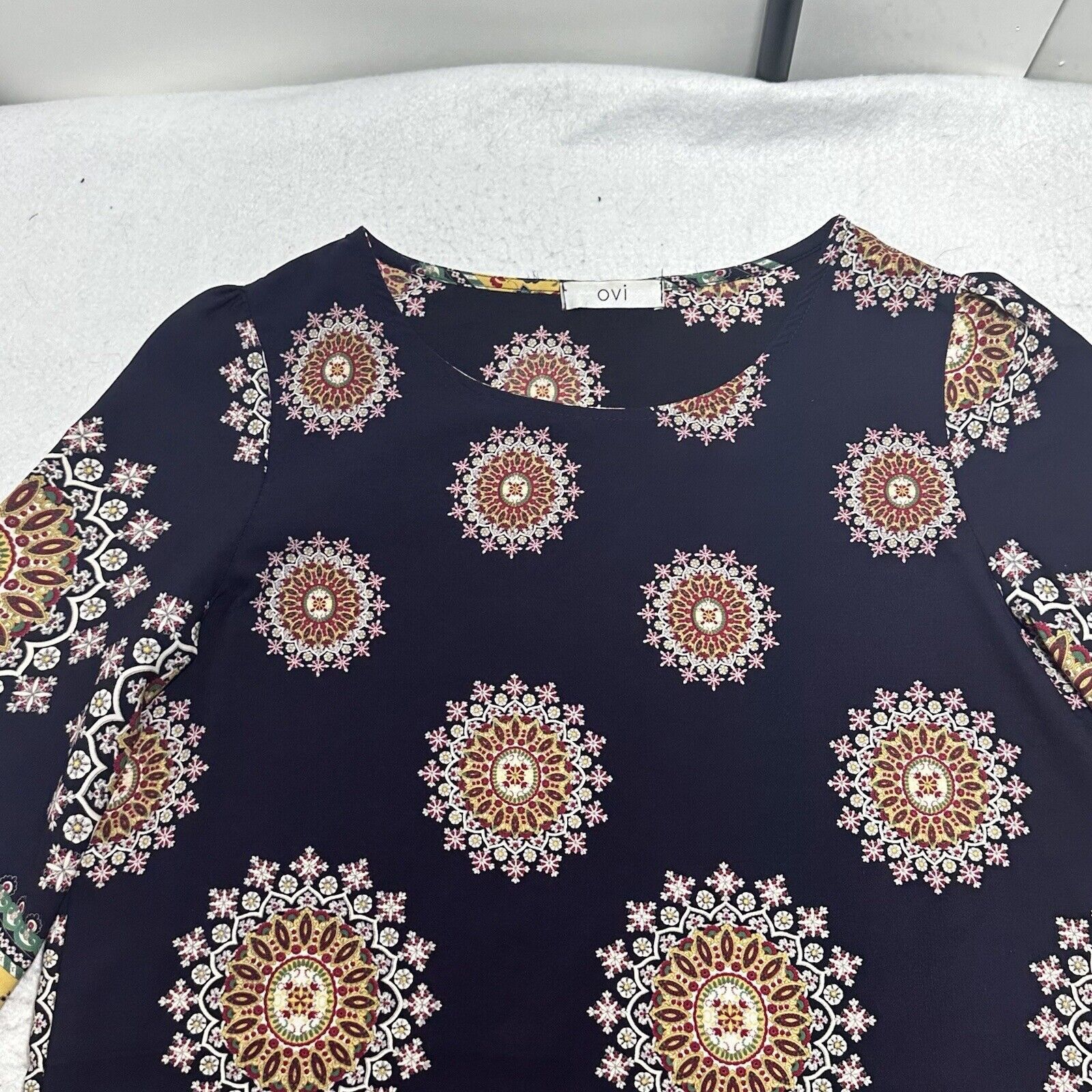 Other OVI Medium Boho Blue Yellow Batik Print Tunic Dress Size M / US 6-8 / IT 42-44 - 2 Thumbnail