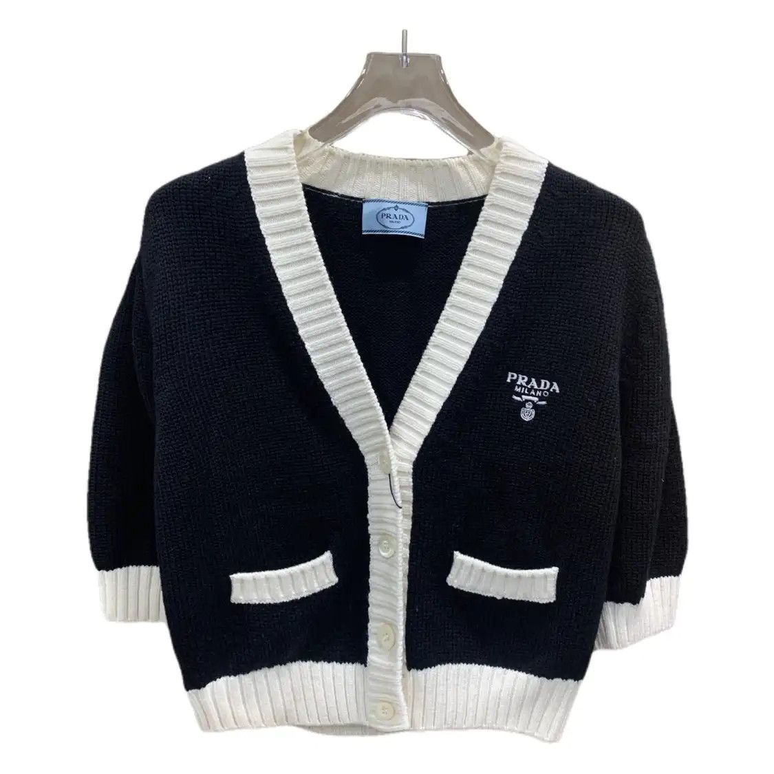 Prada One Size Black Wool Women's Cardigan Sweaters, Women's