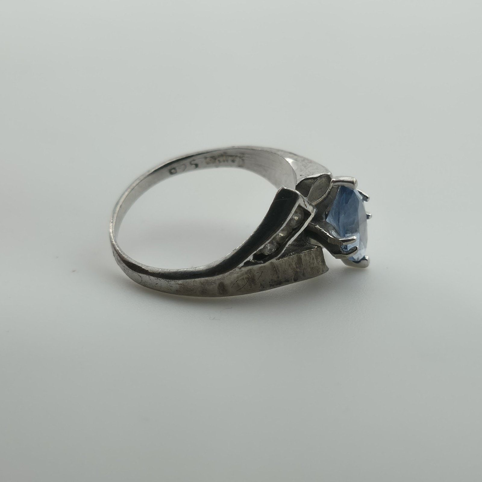 Other Sterling Silver Blue Marquise Stone Ring Art Deco 6.25 Size ONE SIZE - 10 Thumbnail