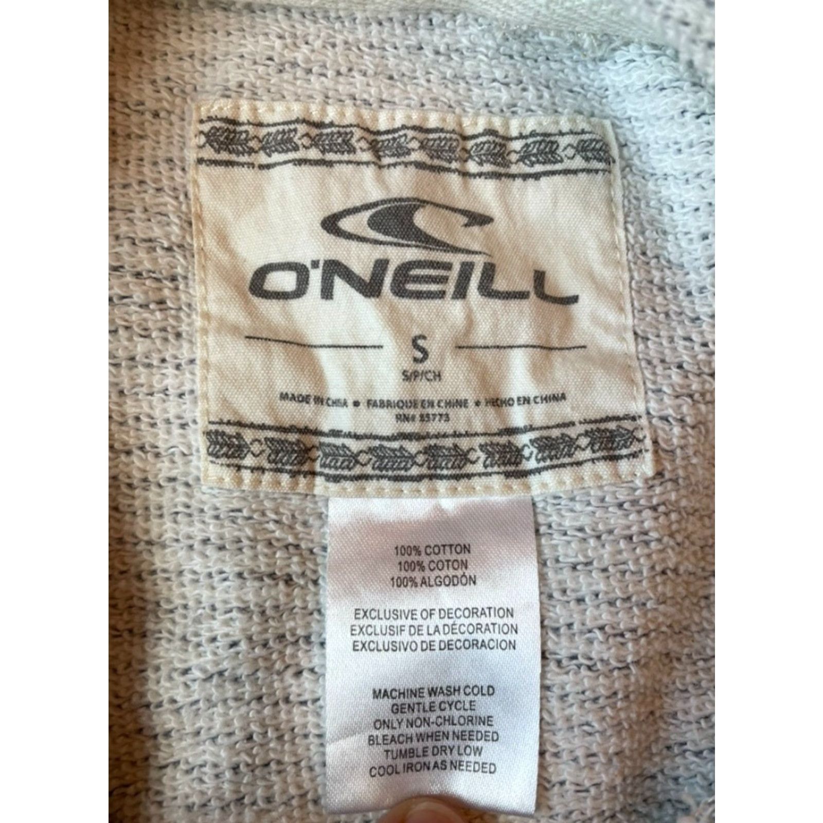 O'Neill O'Neill Striped Crop Hoodie Women Small Gray 100% Cotton Pullover Casual Size S / US 4 / IT 40 - 3 Thumbnail