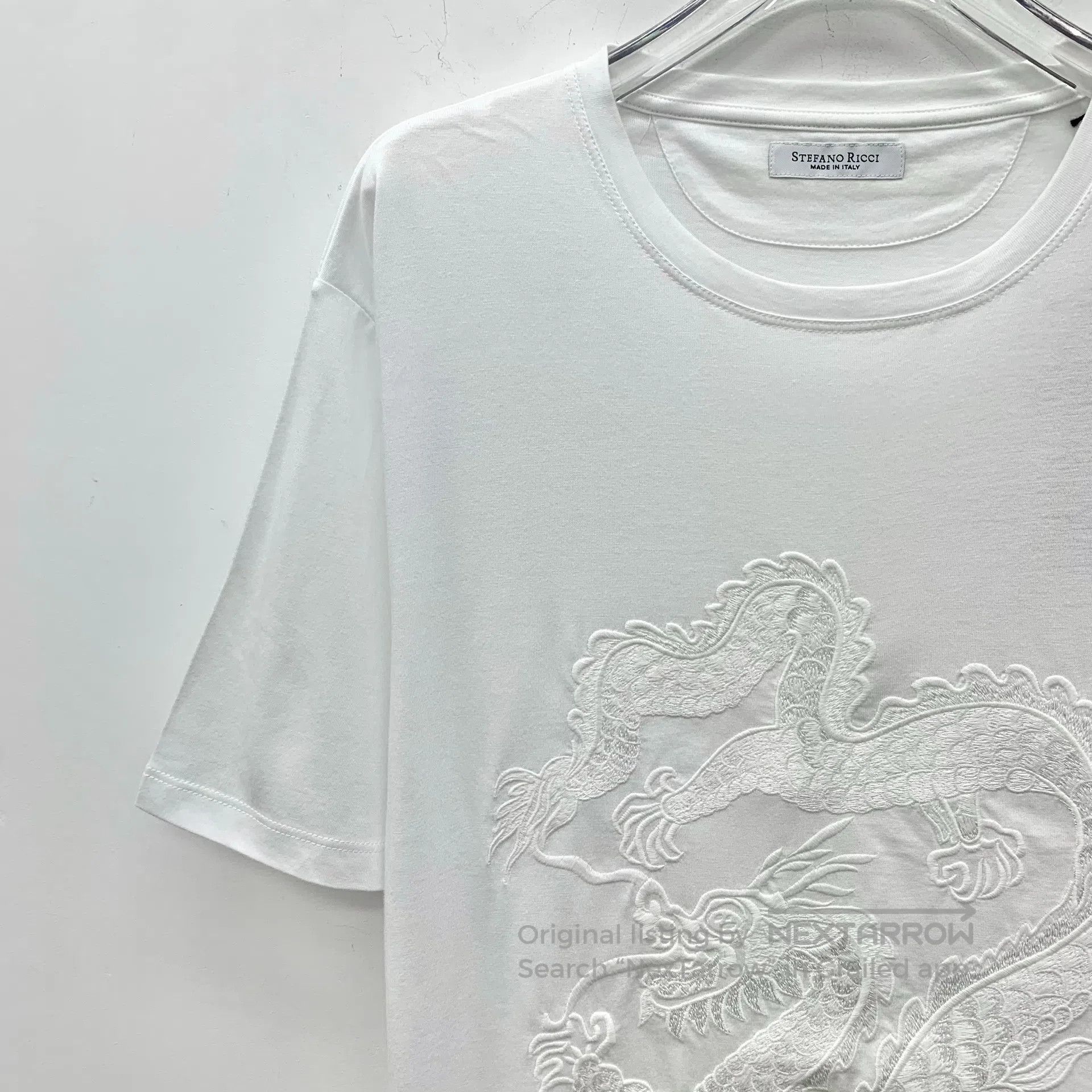 Stefano Ricci Stefano Ricci White dragon totem embroidery cotton round-n Size US XL / EU 56 / 4 - 3 Thumbnail