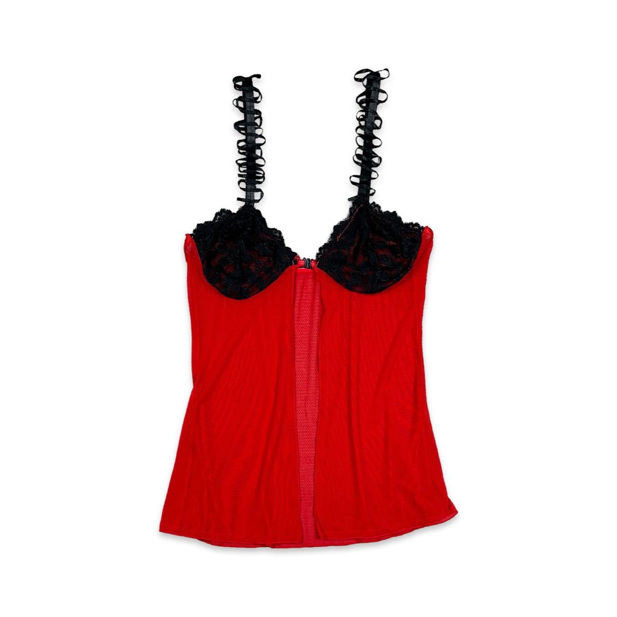 Avant Garde Y2K Belly Free Babydoll Mesh Cami Top in Red, Women's (Size Small)
