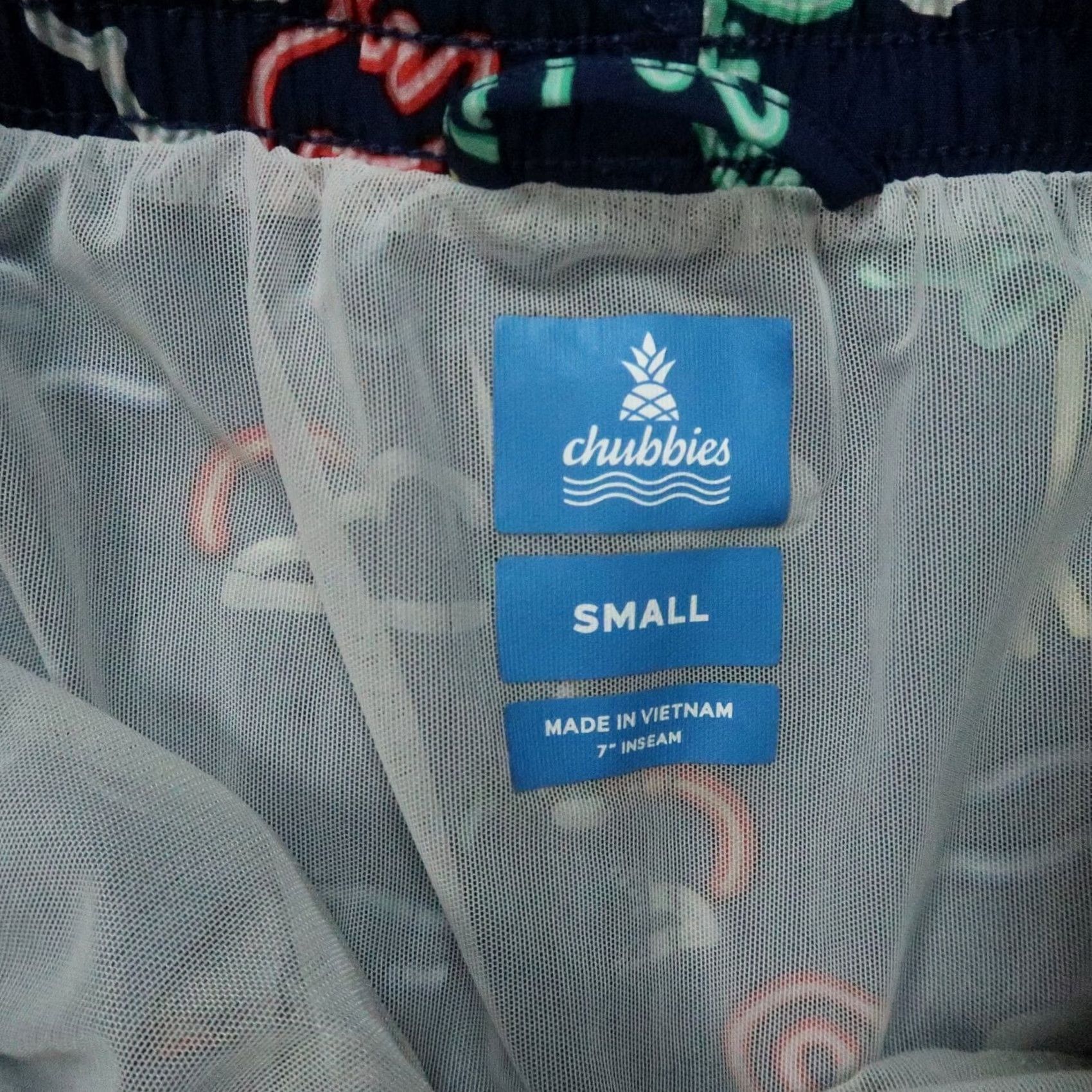 Chubbies Chubbies Swim Trunks Small Blue Neon Lights Tropical Lined Shorts 7" Mens Size US 29 - 3 Thumbnail