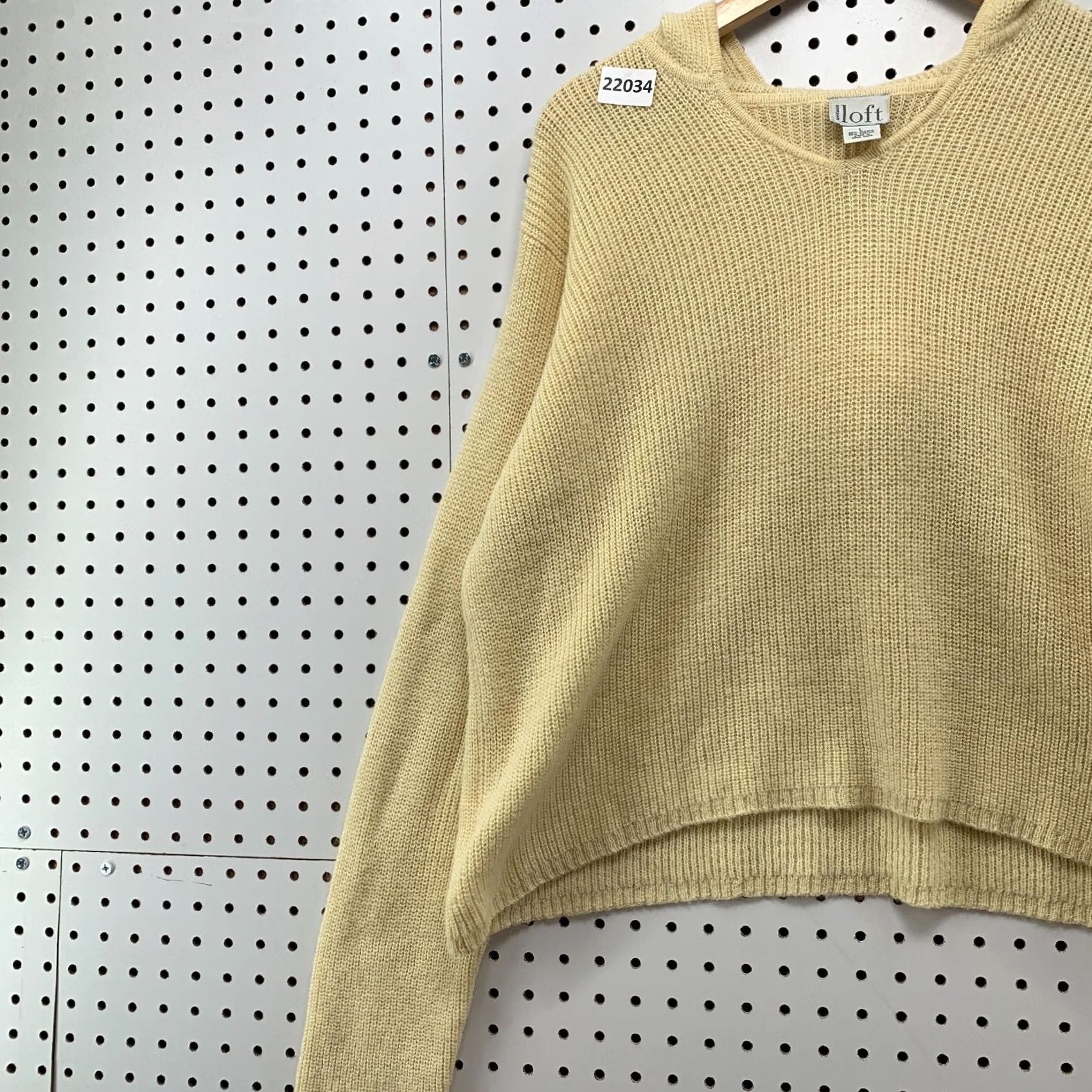 Loft VINTAGE LOFT Sweater Womens L Yellow ANN Taylor Hooded Ribbed Knit Alpaca Blend 24x22 Size L / US 10 / IT 46 - 3 Thumbnail