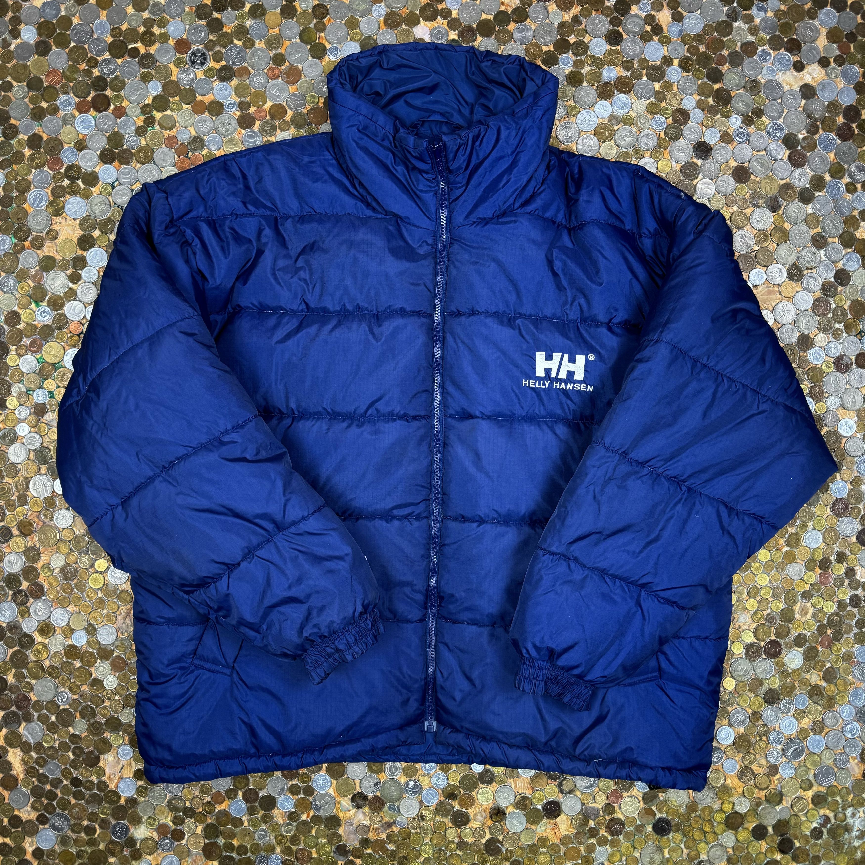 image of Helly Hansen Reversible Puffer Jacket Bomber 90's Y2K in Blue, Men's (Size 2XL)