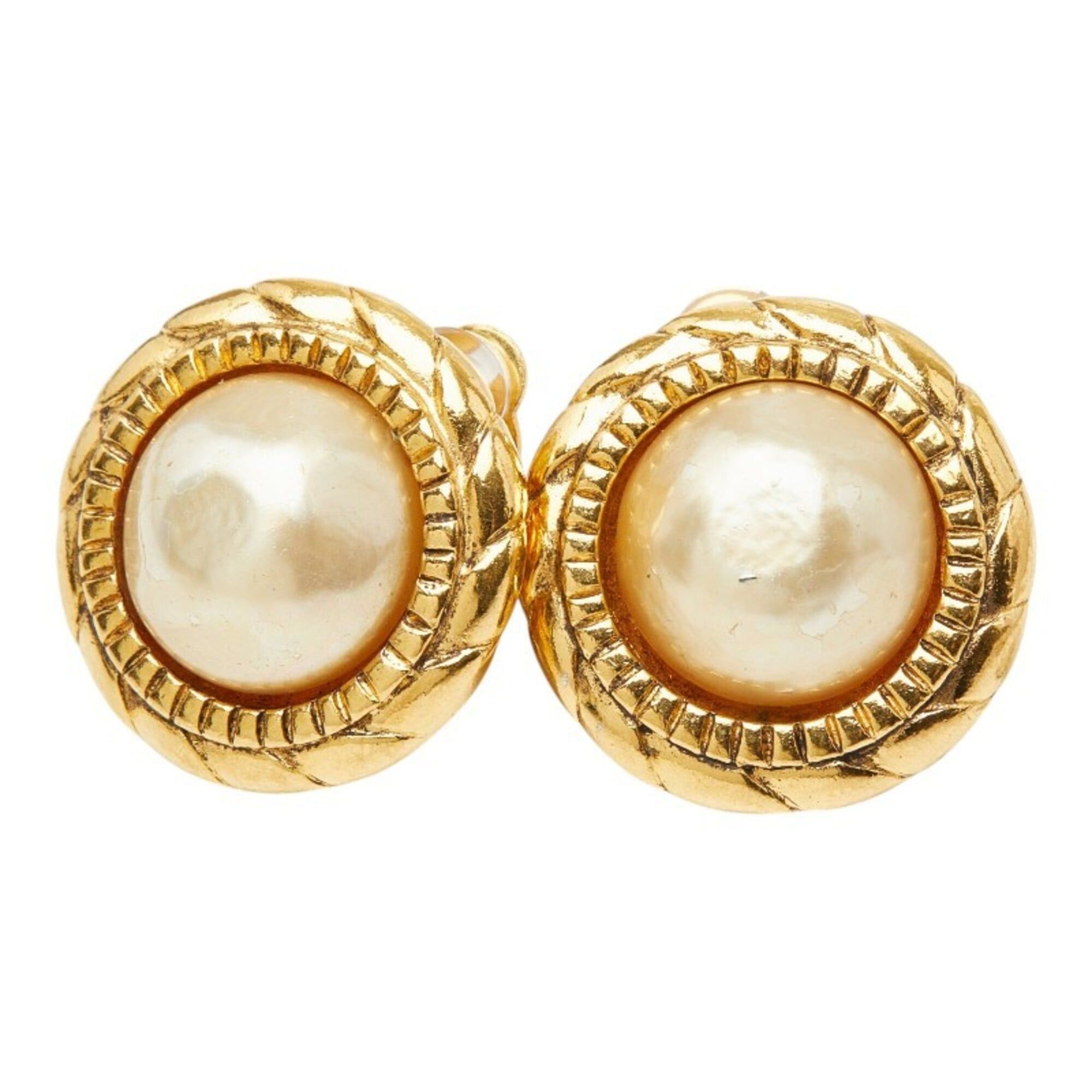 Chanel Chanel Round Earrings, Gold, Faux Pearl, Plated, Women's. Size ONE SIZE - 1 Thumbnail