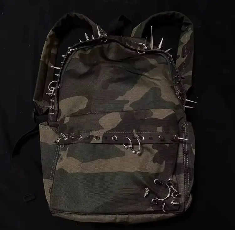 Other Punk Gothic Army Streetwear Rivets Camouflage Backpack Size ONE SIZE - 1 Thumbnail
