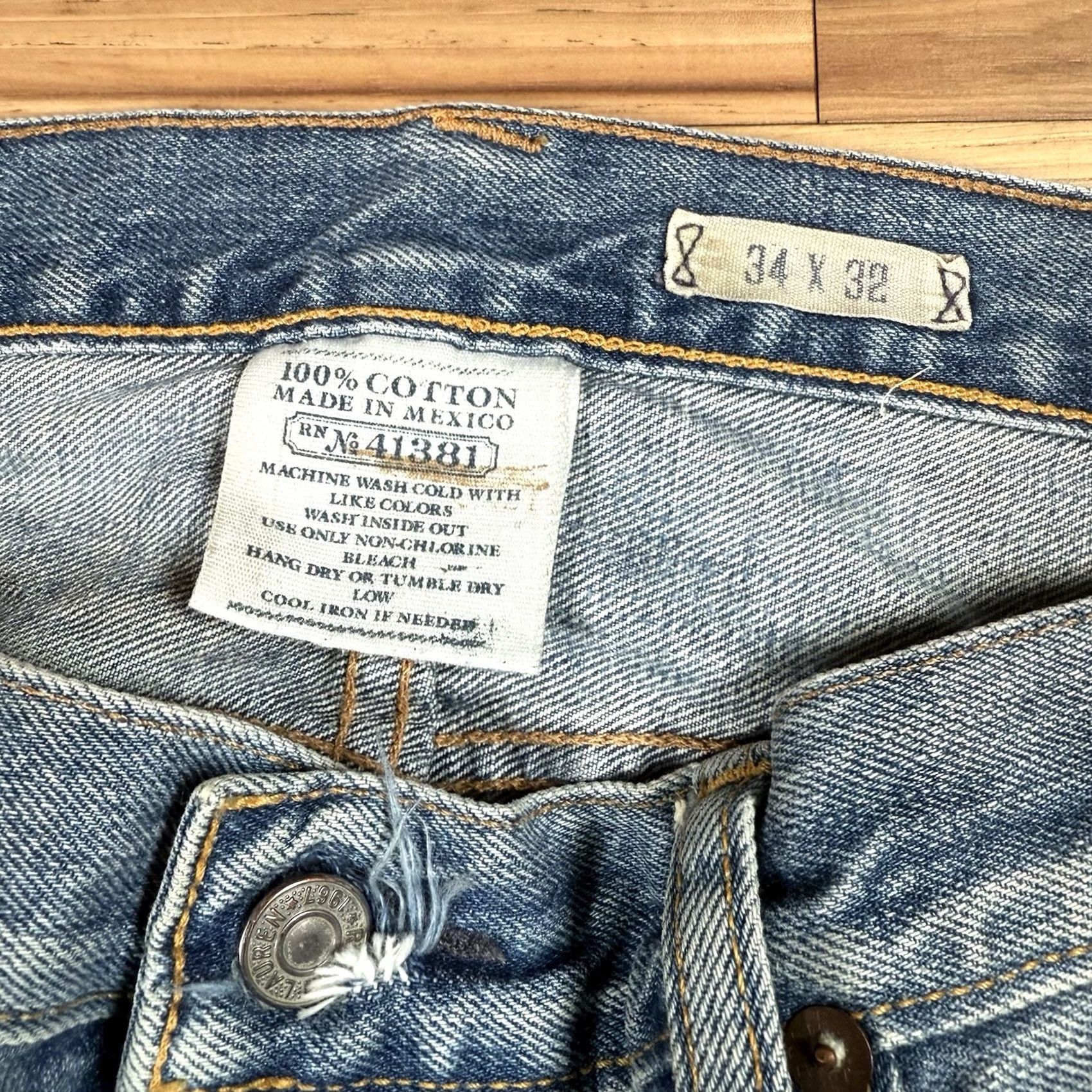 Polo Ralph Lauren VINTAGE Polo Ralph Lauren Jeans Denim Straight Classic Mens 36x33 Beige Light Blue 33 Inseam 35? Size US S / EU 44-46 / 1 - 3 Thumbnail