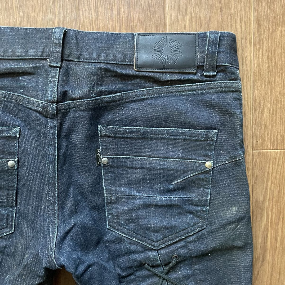 Tornado mart lace up coated bootscut jeans