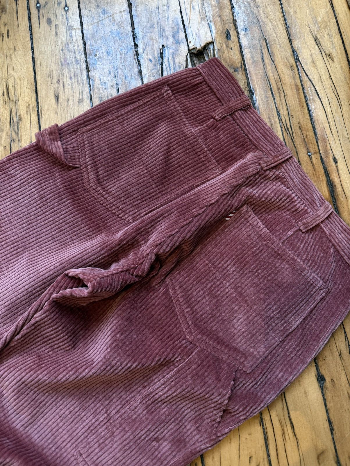 Freemans Sporting Club Pink Red Luxury Wide Corduroy Duca Visconti Painter Pant Size US 33 - 6 Thumbnail
